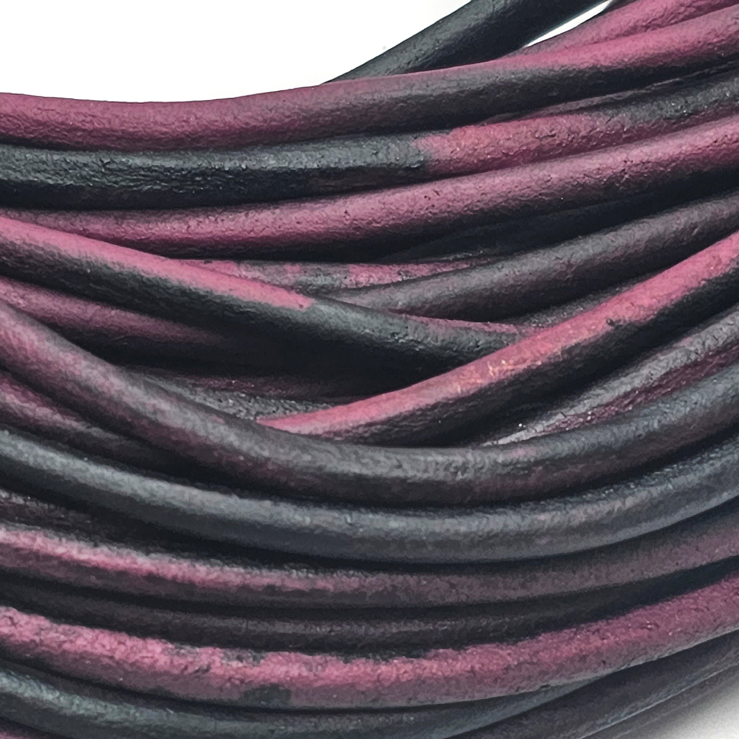 Lederschnur 4 mm Durchmesser Schwarz-Lila 4