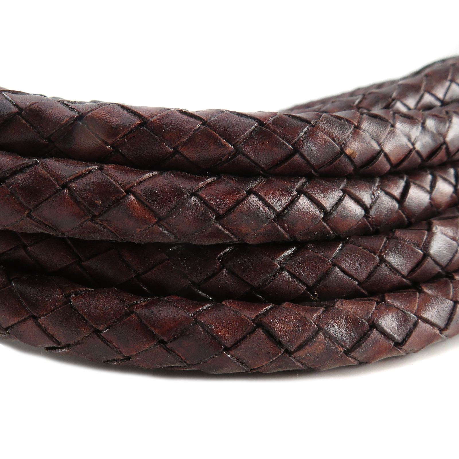 Lederschnur geflochten 10 mm - Antik Braun. Länge: 10 m