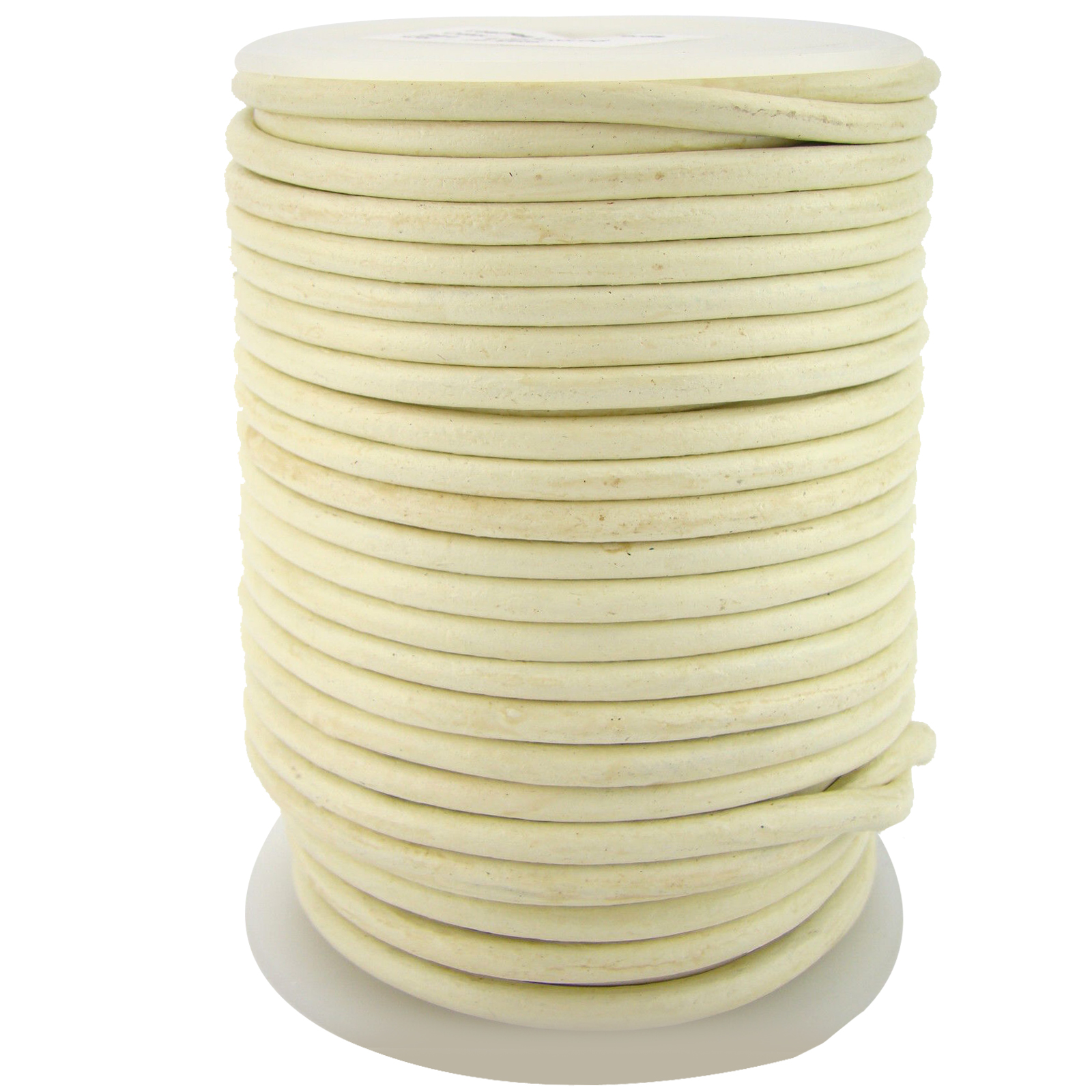 Lederschnur Rund 4 mm - Cream. Länge: 15 m
