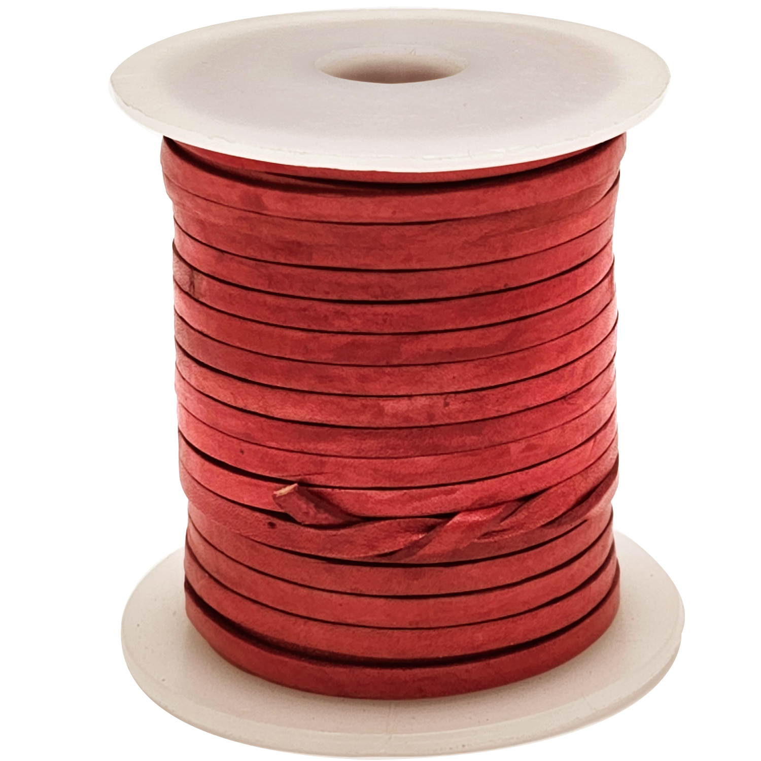 Lederband Flach 3 x 1 mm - Antik Rot. Länge: 5 m