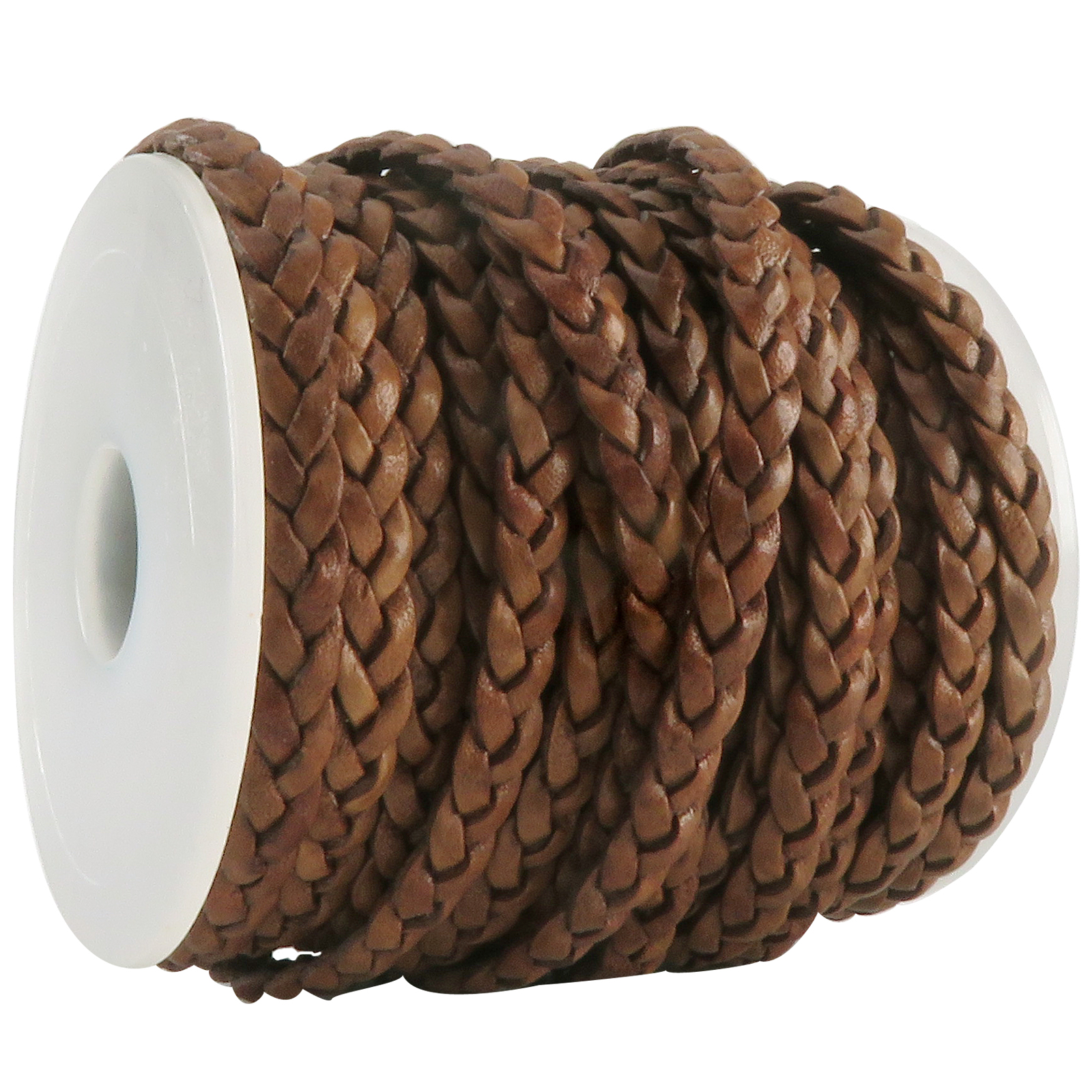 Lederschnur geflochten Flach 5 mm - Antik Hellbraun