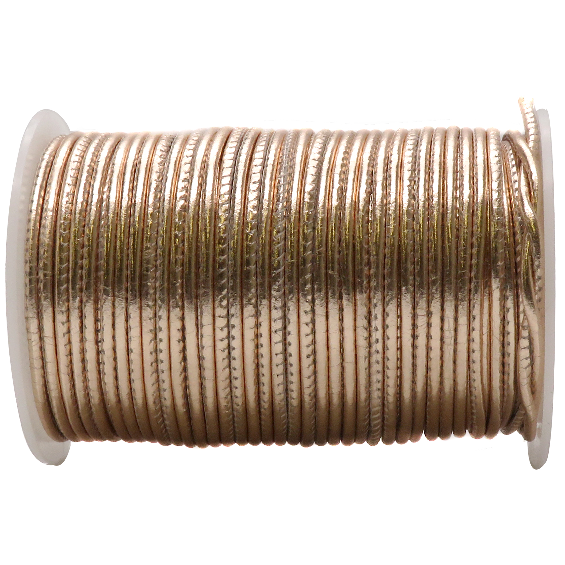 Lederschnur Rund gesäumt 2,5 mm - Rosegold. Länge: 2 m