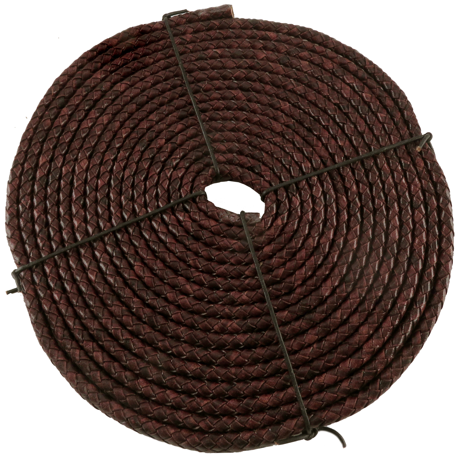 Lederschnur geflochten Oval 10 mm x 6 mm - Antik Braun. Länge: 2 m