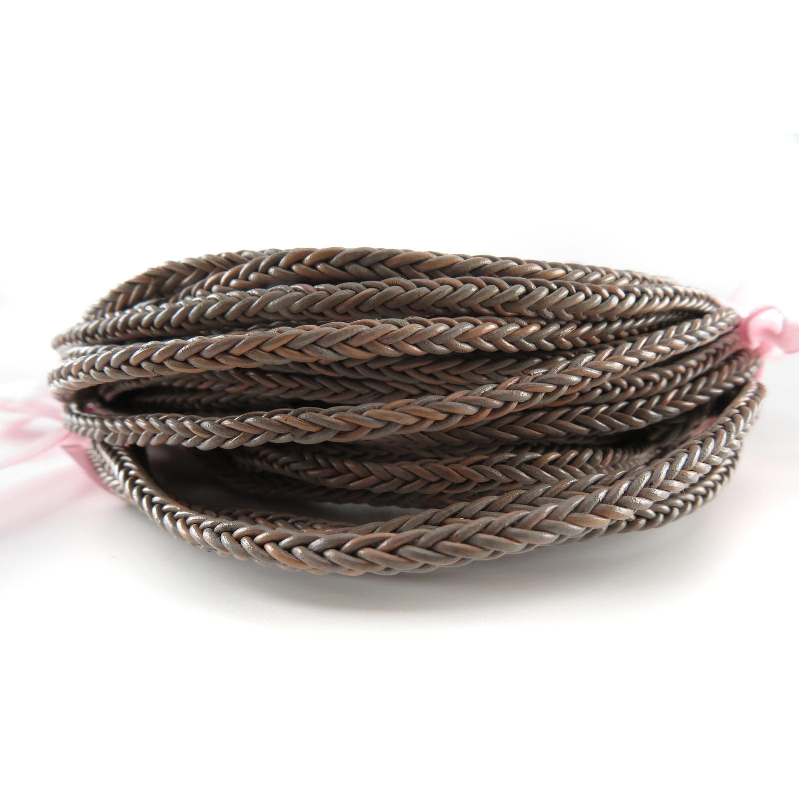 Lederschnur geflochten quadratisch 3 mm - Mesh Grau. Länge: 15 m