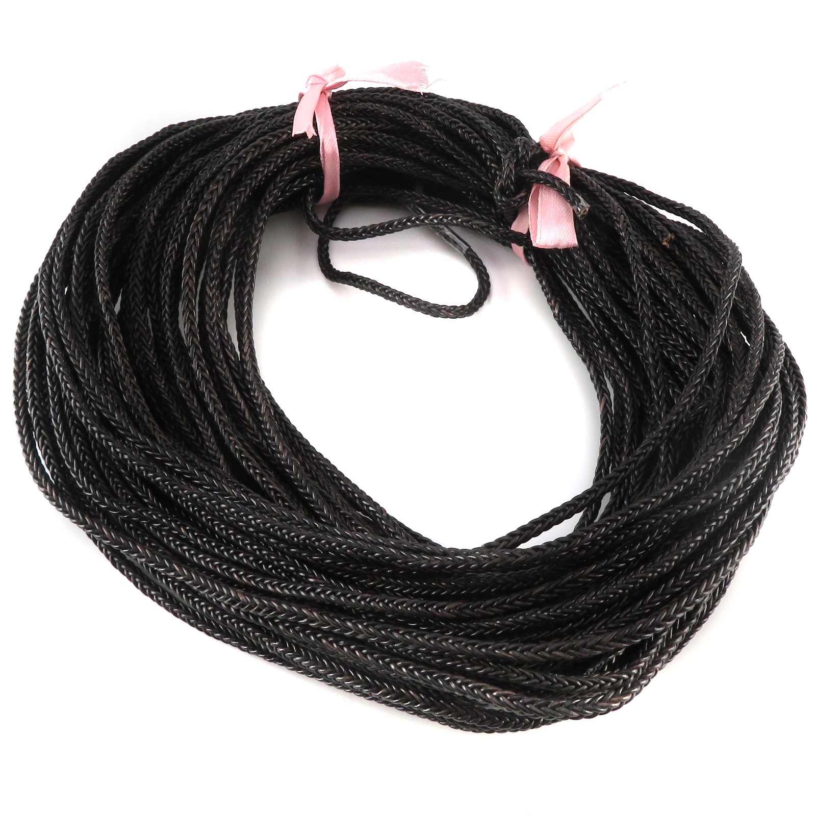 Lederschnur geflochten quadratisch 3 mm - Mesh Schwarz. Länge: 20 m