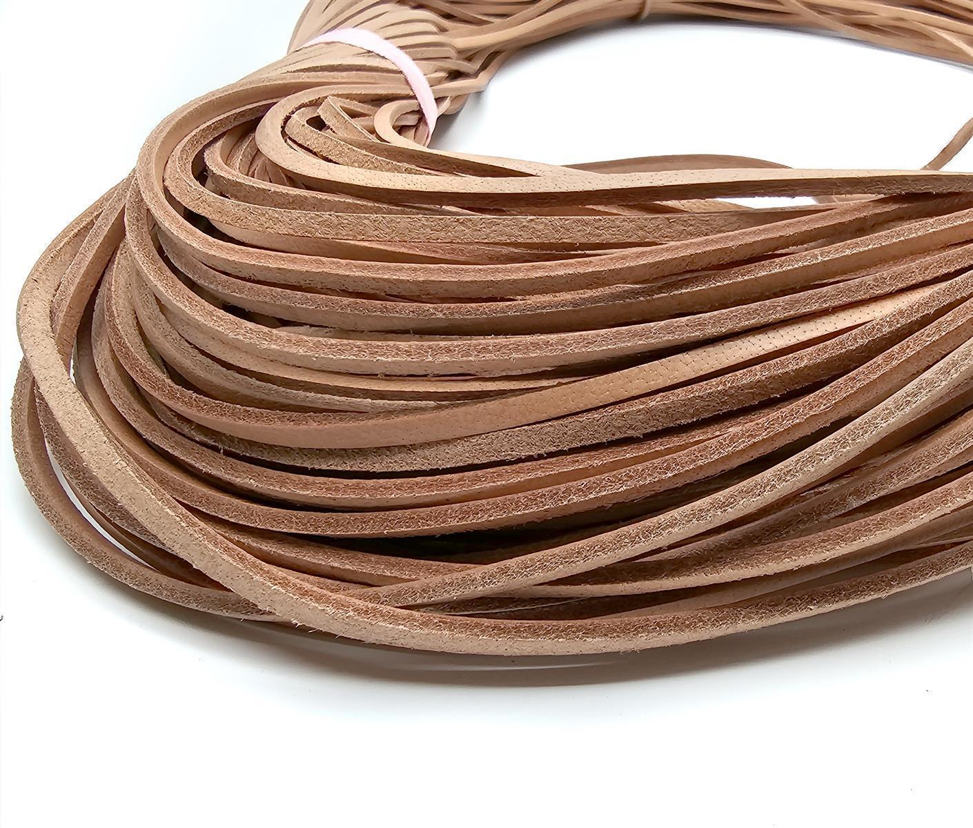 Lederband Flach Eckig 3 mm x 2 mm - Natur. Länge: 100 m