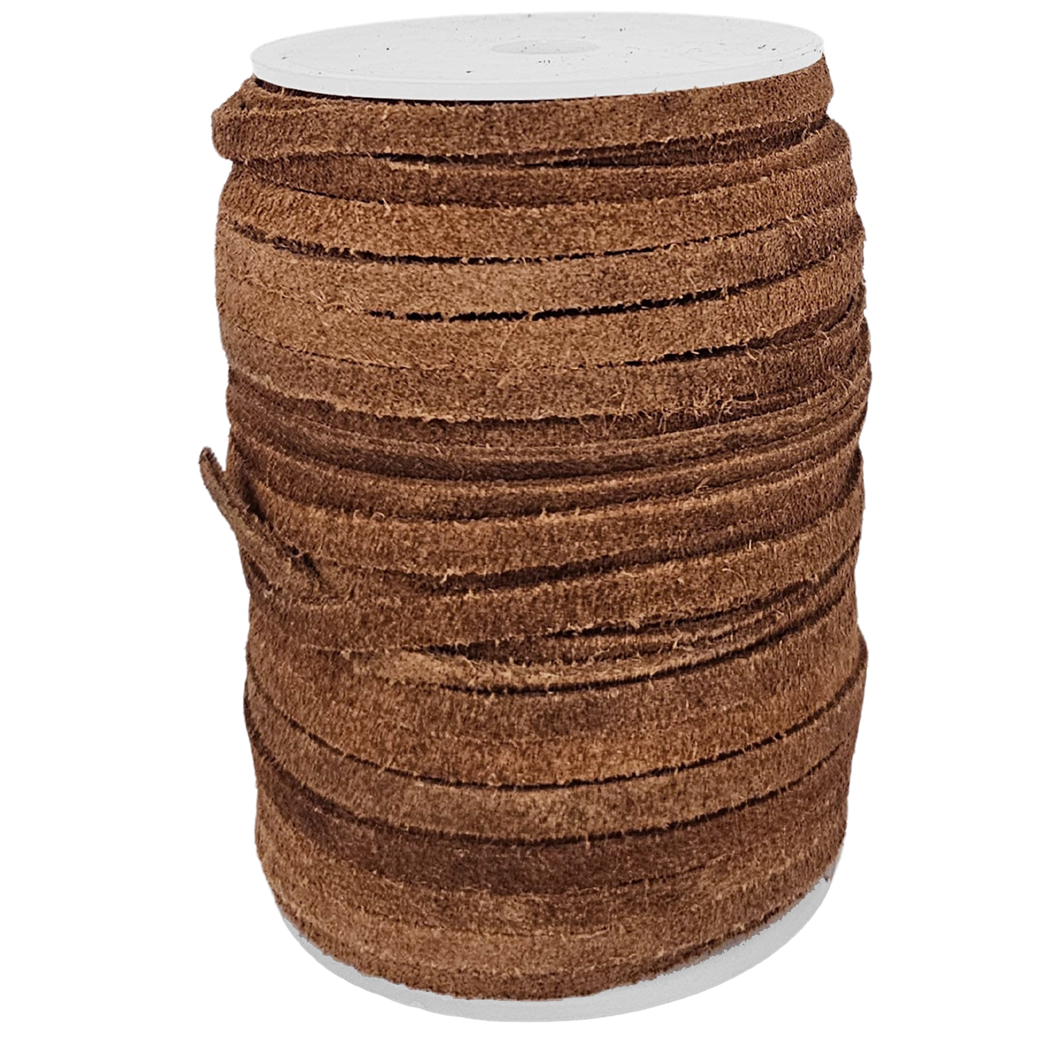 Lederband Flach Wildleder 5 x 1,5  mm - Naturbraun 50 m auf Rolle