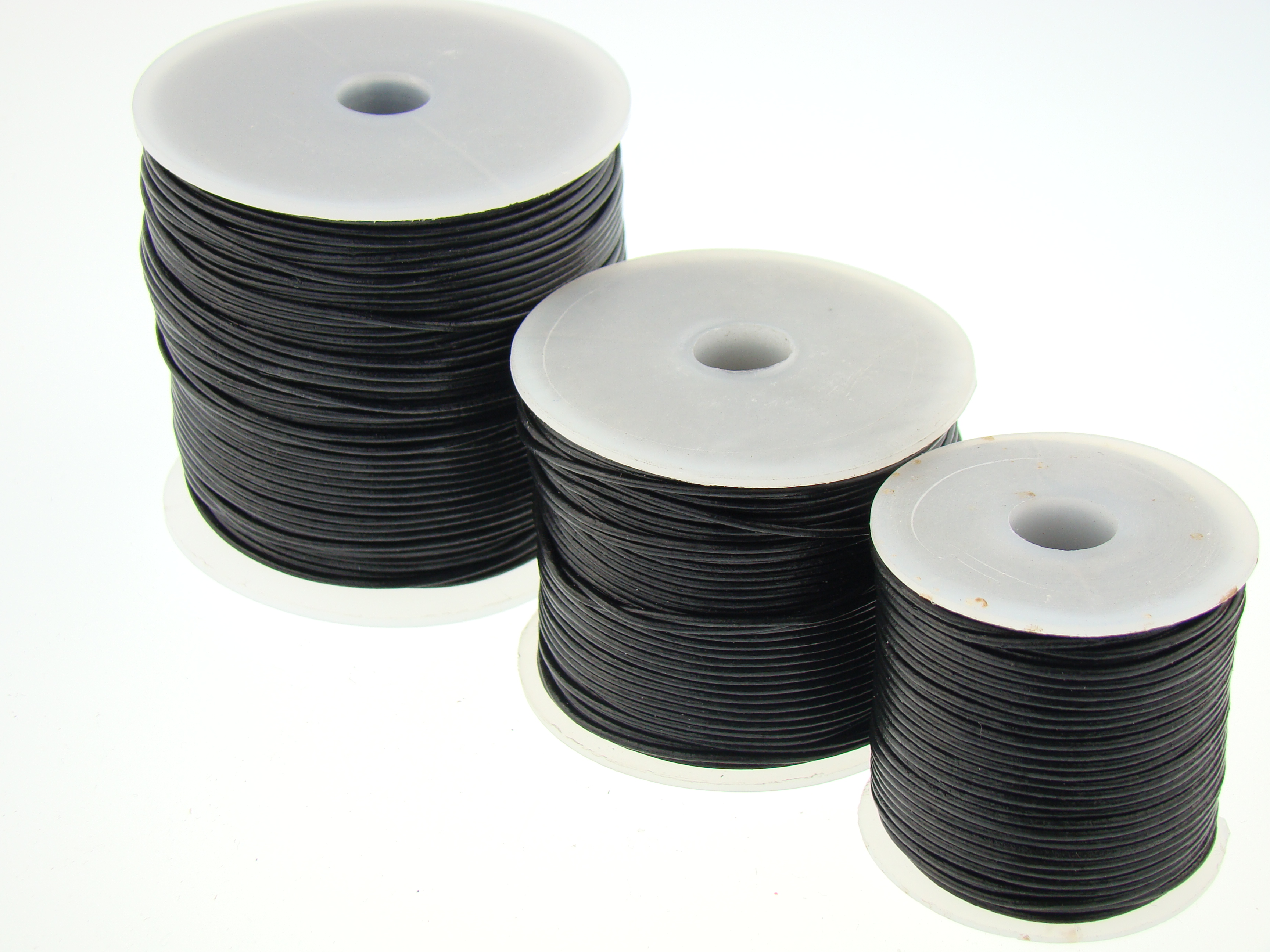 Lederschnur Rund 1 mm - Schwarz. Länge: 30 m