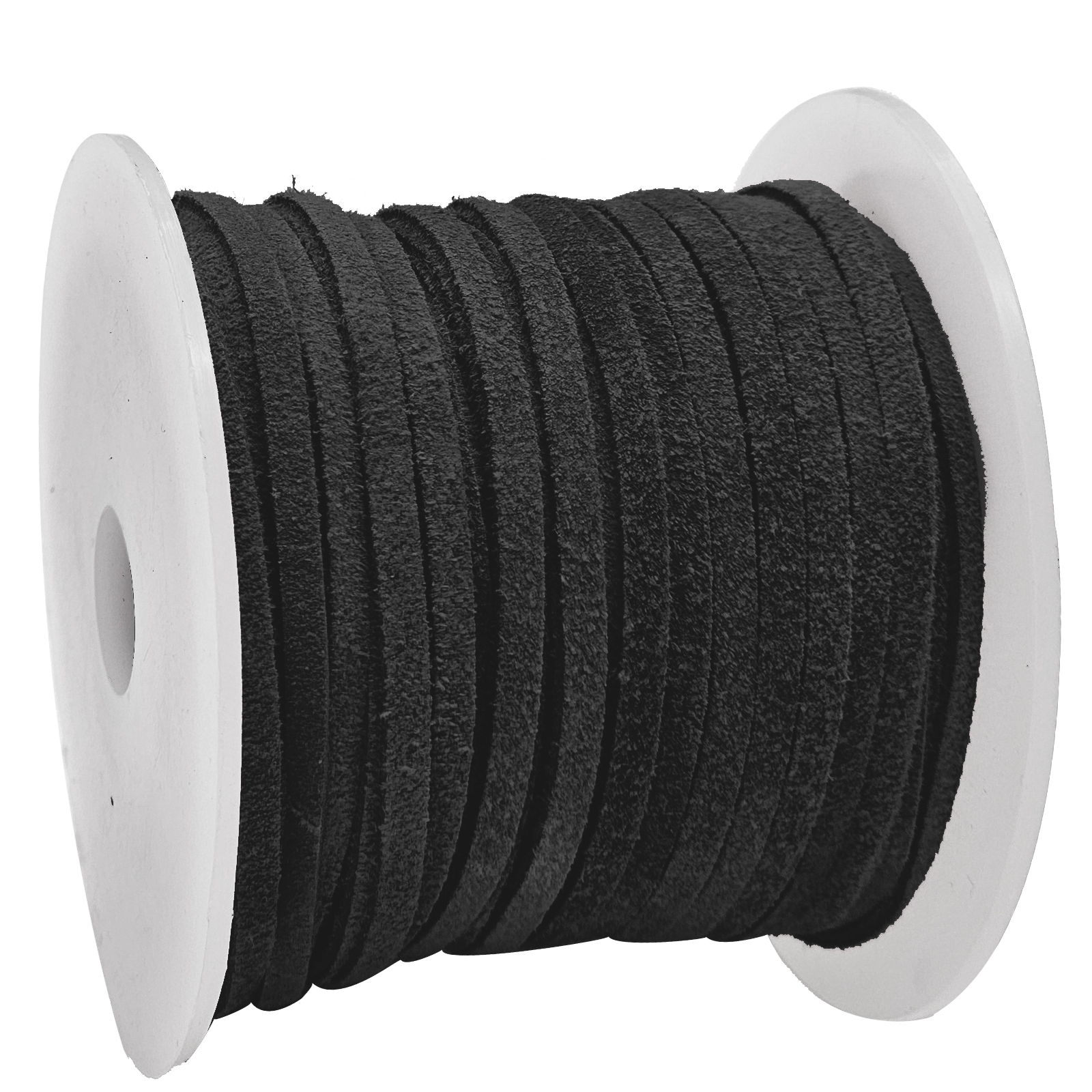 Lederband Flach Wild  3 mm x 1,5 mm - Schwarz. Länge: 25 m auf Rolle