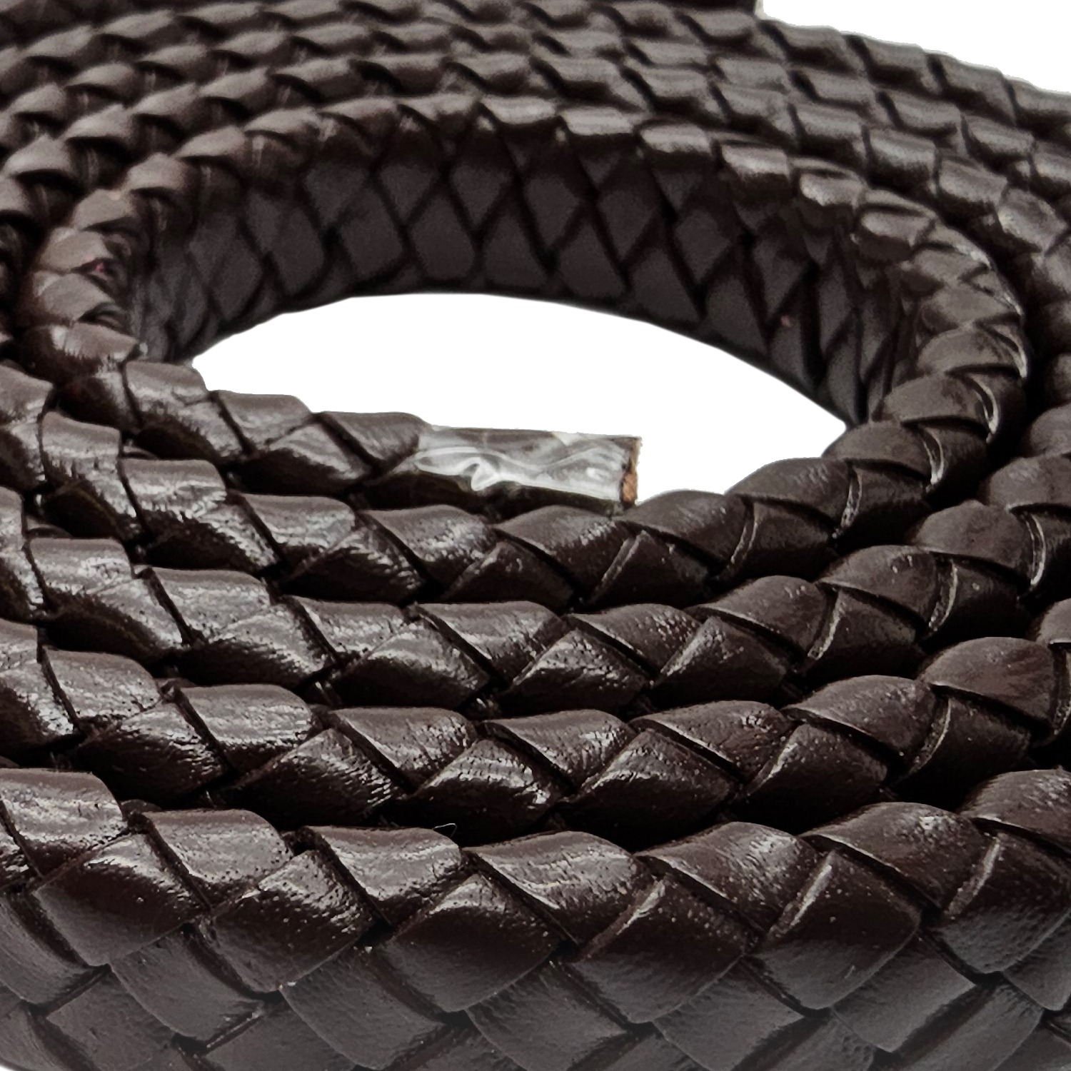 Lederband Geflochten oval | 1 Meter | 12 mm x 6 mm | Braun - 1 m