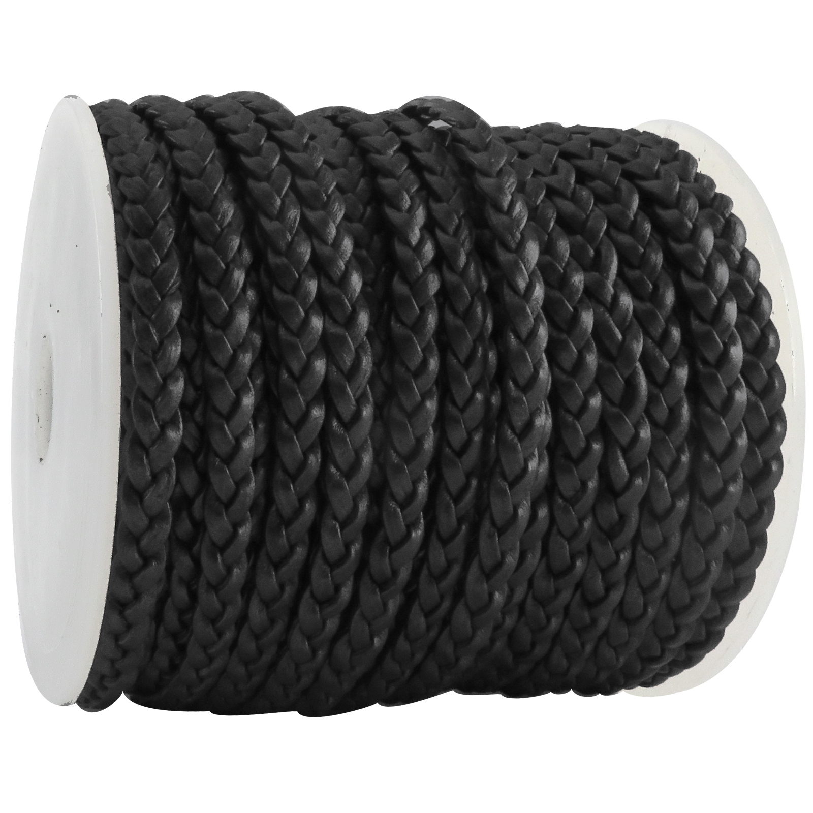 Geflochtenes Lederband mit drei Schnüren in 5 mm Breite in Schwarz
