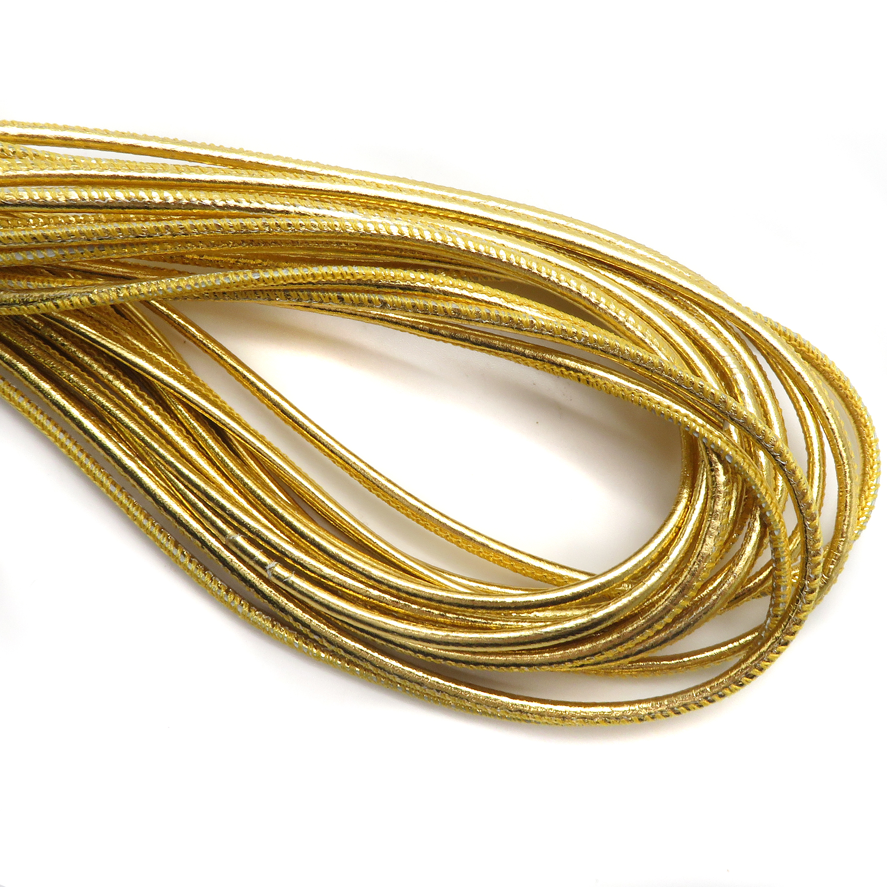 Lederschnur Rund gesäumt 2,5 mm - Gold. Länge: 5 m