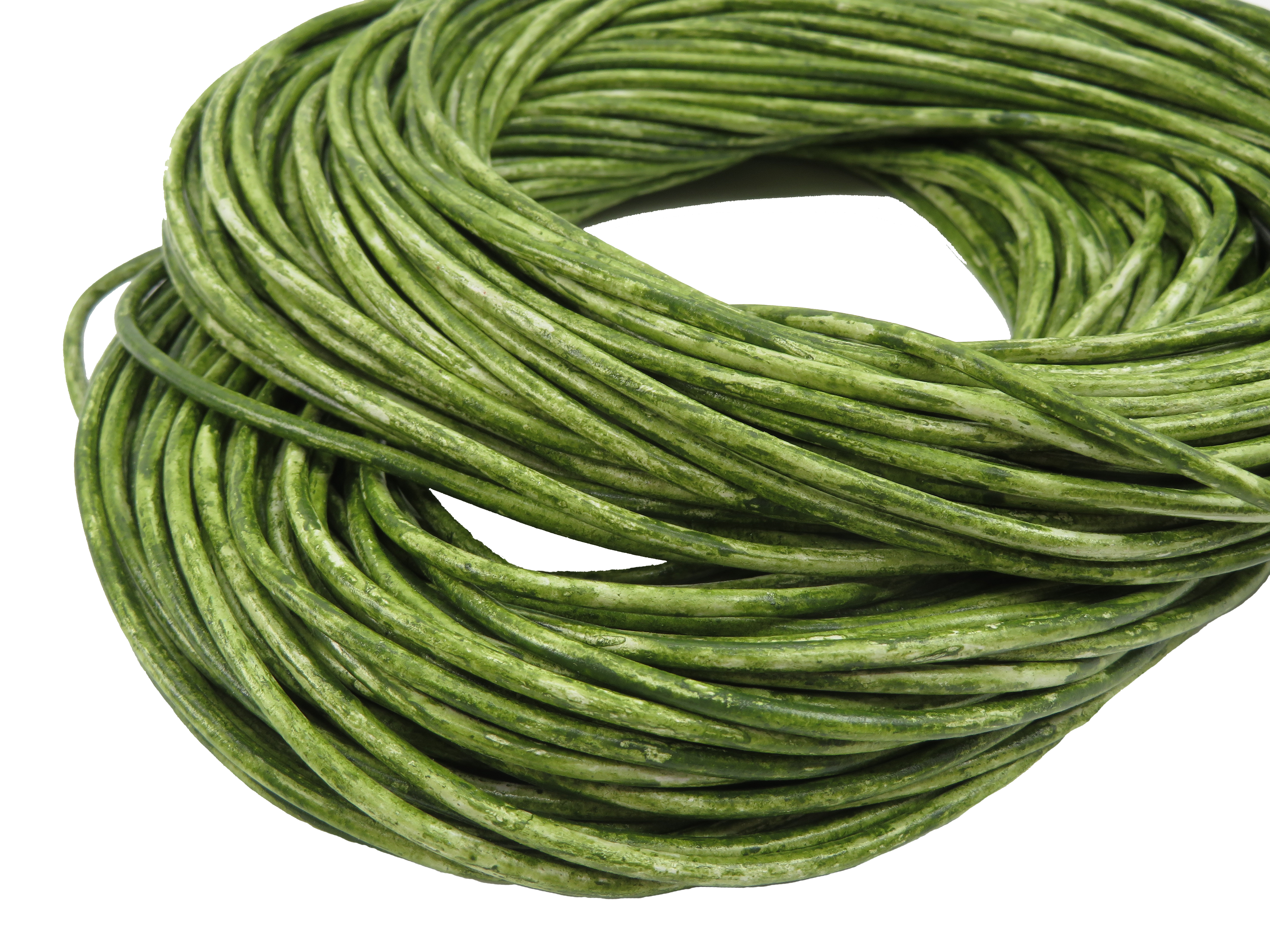 Lederschnur Rund 3 mm - Mesh Grün. Länge: 50 m
