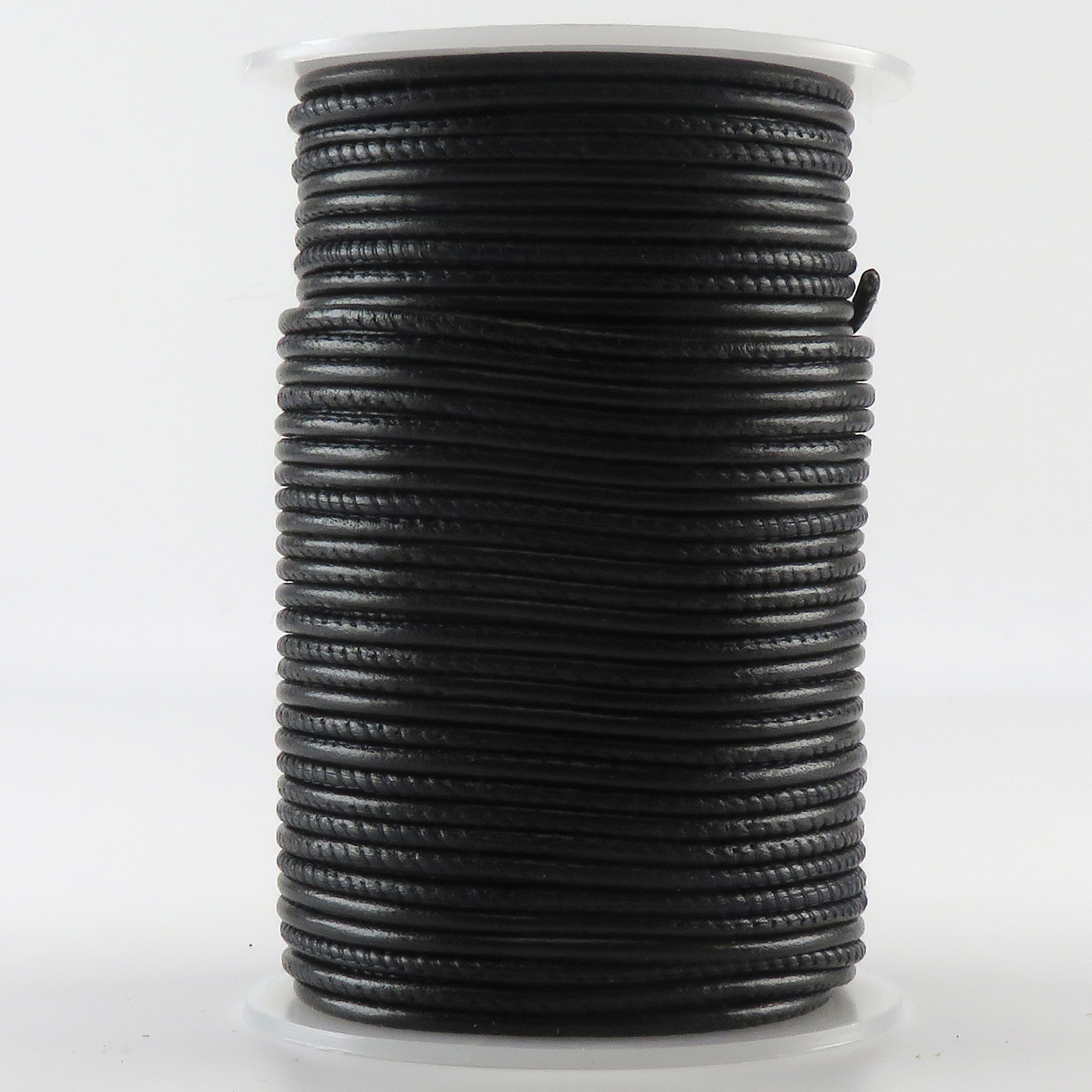 Lederschnur Rund gesäumt 2,5 mm - Schwarz. Länge: 3 m