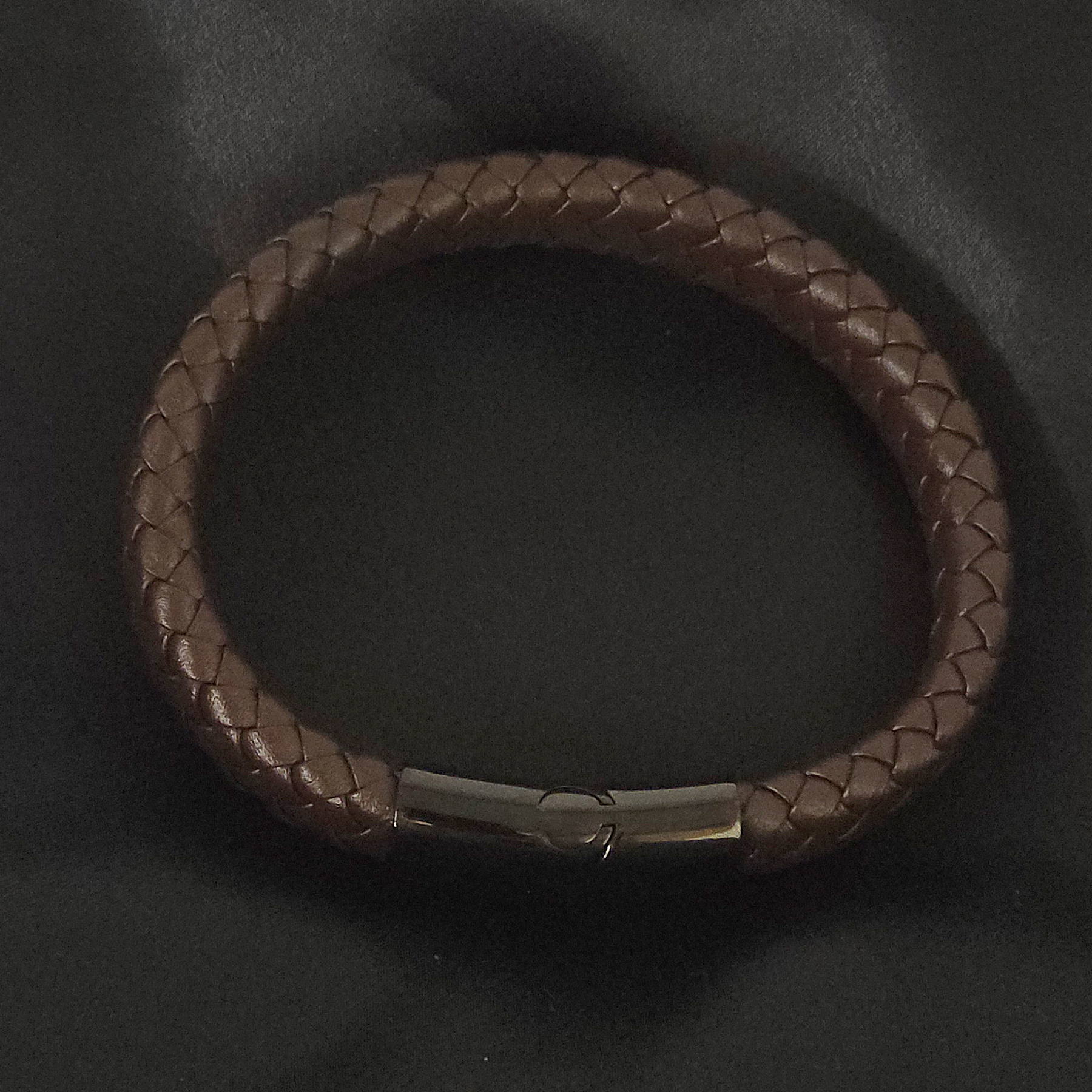 Geflochtenes Lederarmband flach - 12 mm Breite - Braun