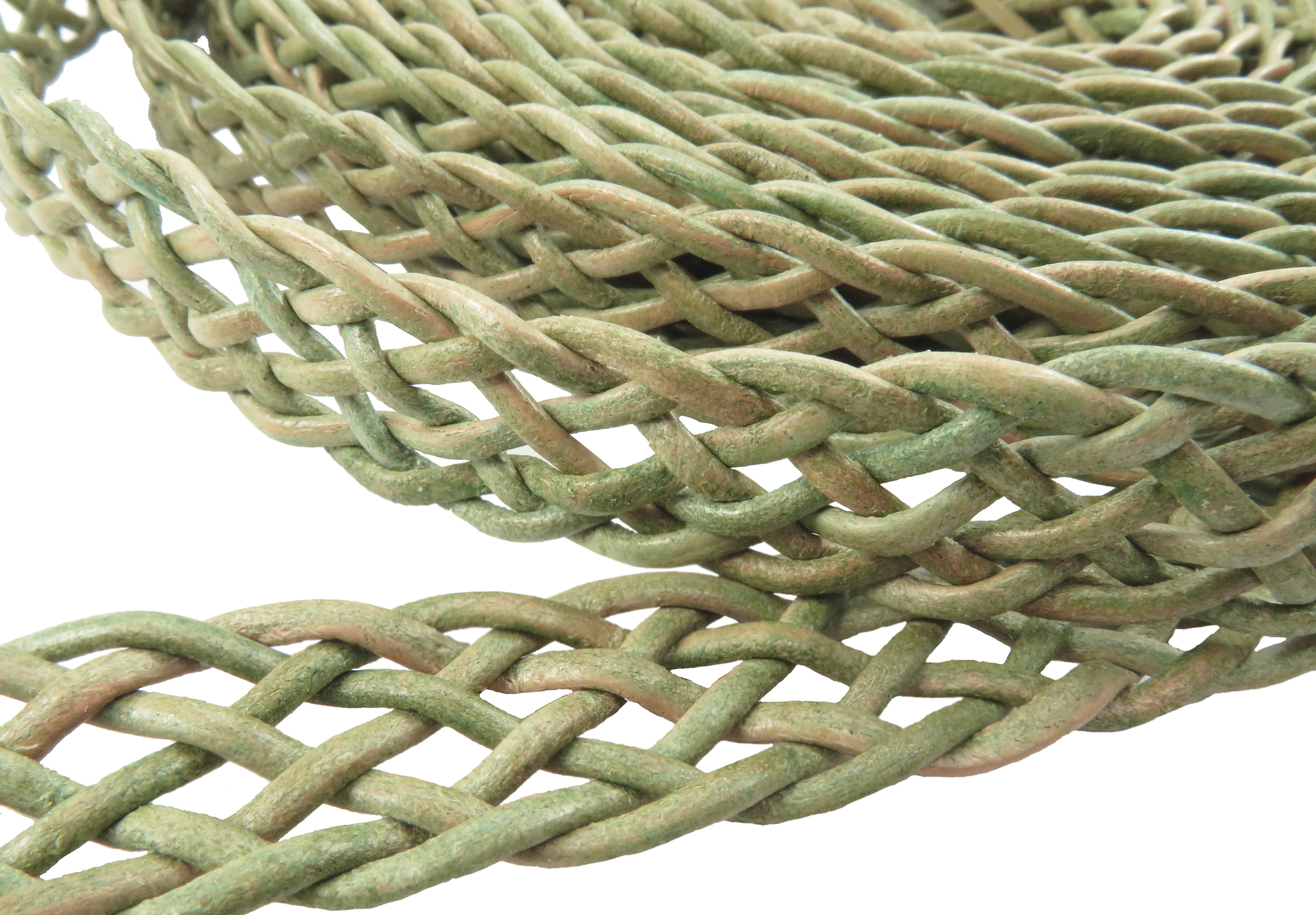 Lederband geflochten Flach 15 mm, Dicke: ca. 2,5 mm, Länge: 1 m. Grün