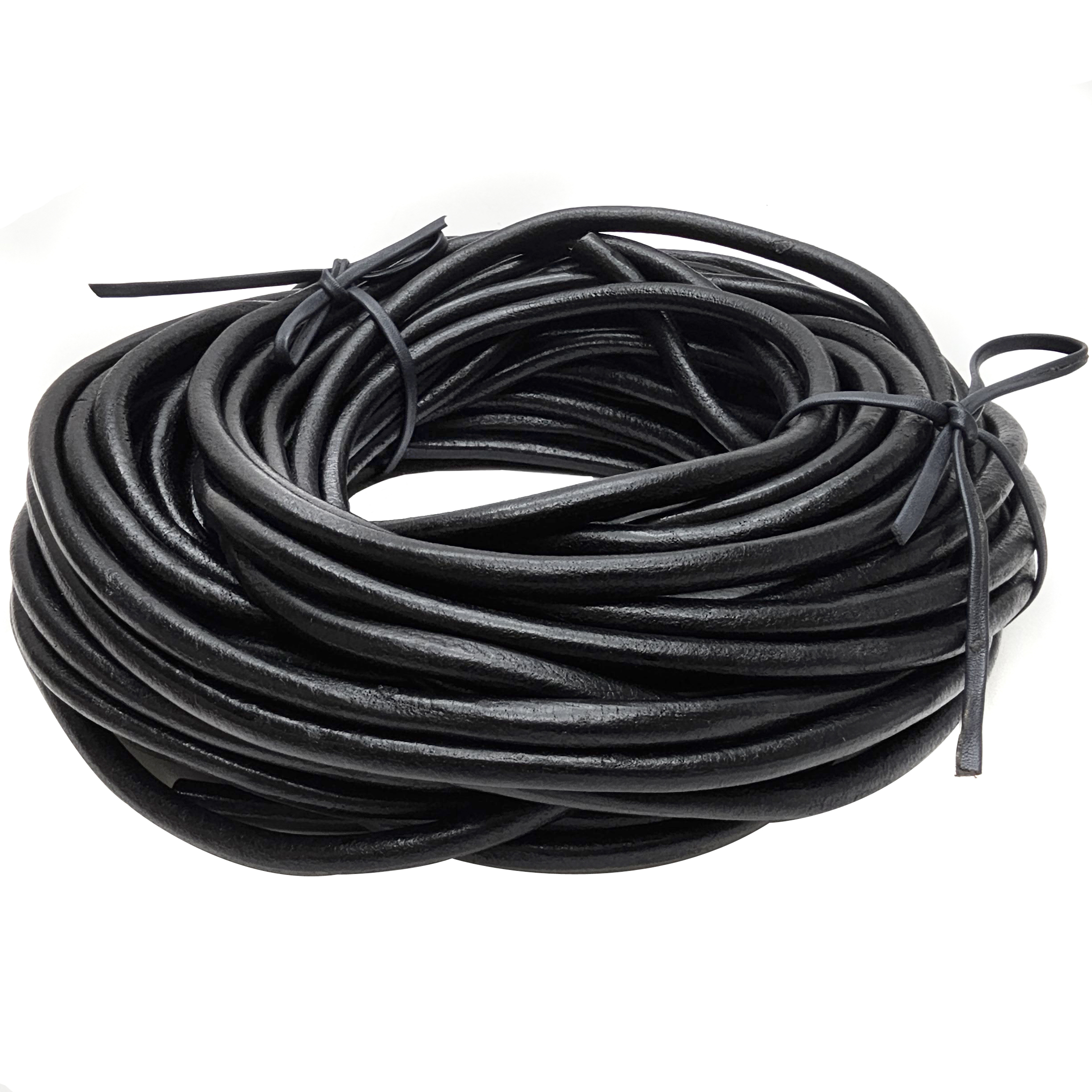 Lederschnur Rund 8 mm - Schwarz. Länge: 10 m