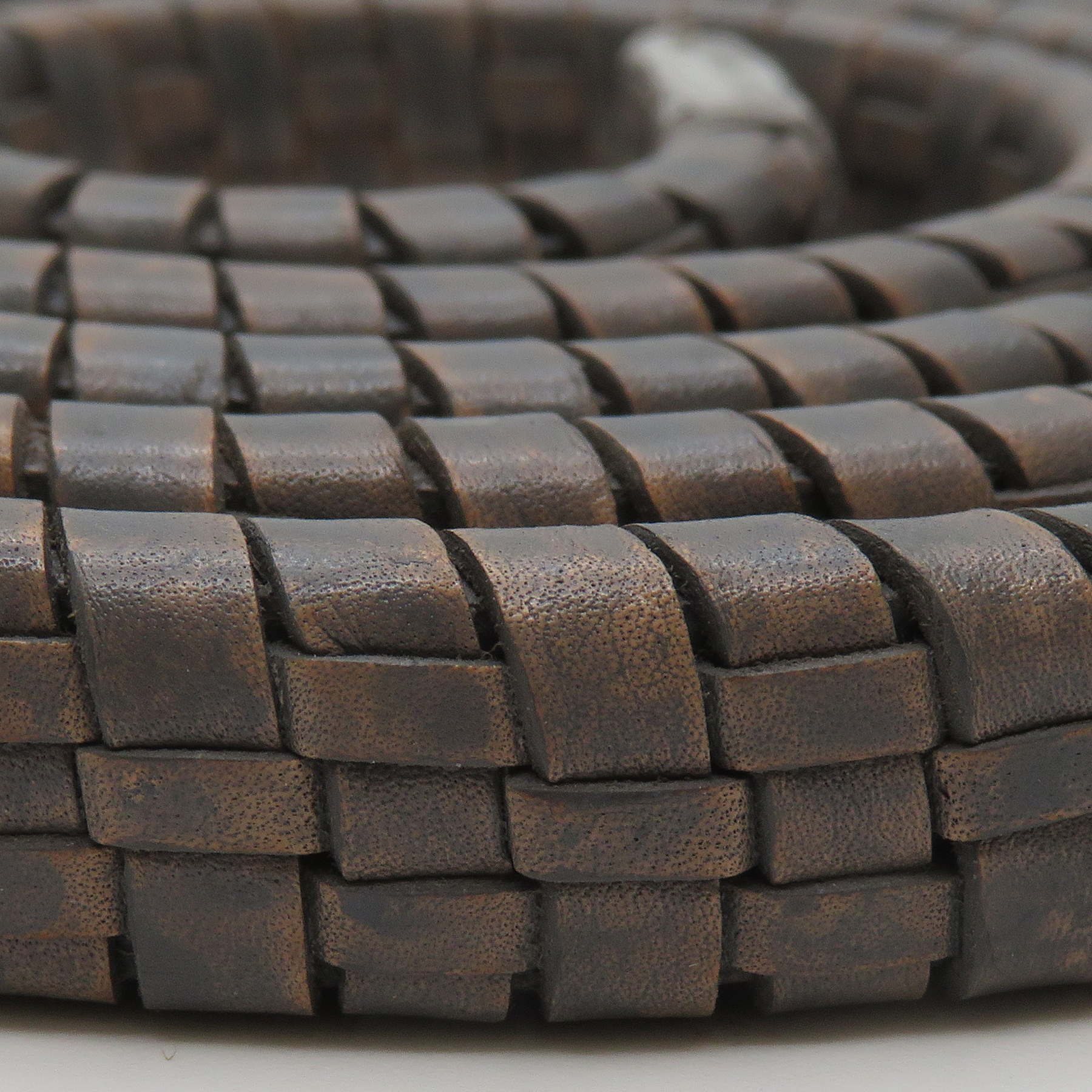Lederband Geflochten oval | 1 Meter | 11 mm x 6 mm | Grau - 1 m