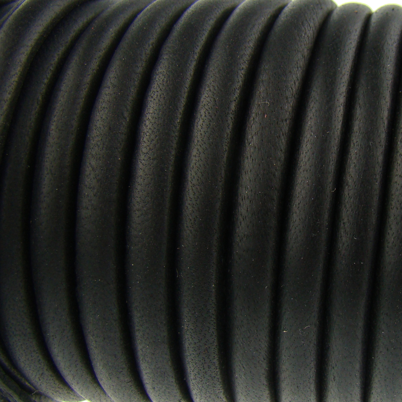 Lederschnur Oval gesäumt | Dicke:  5 mm - Schwarz. Länge: 3 m