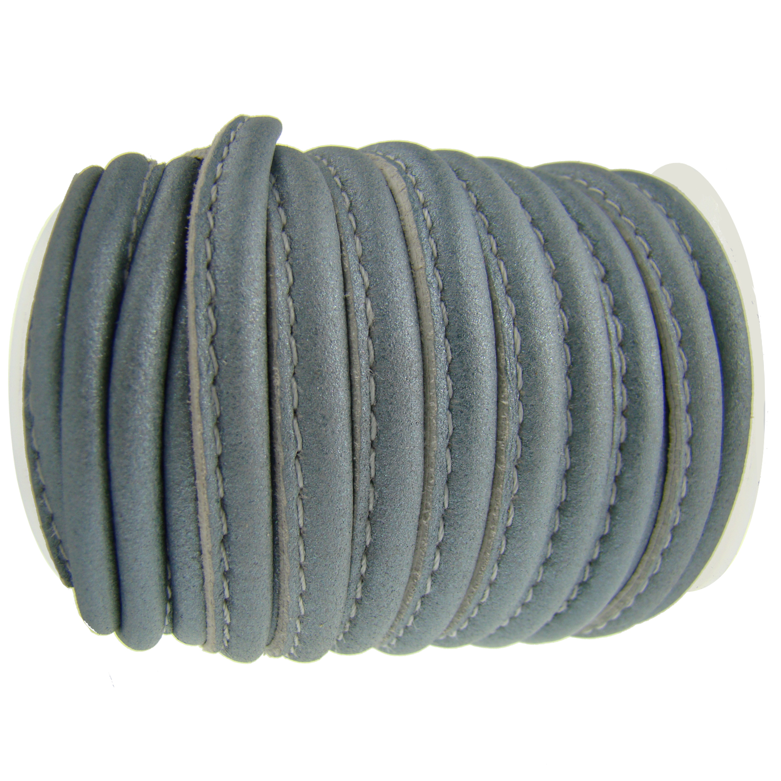 Lederschnur Oval gesäumt | Dicke:  4 mm - Schimmer Blau. Länge: 3 m