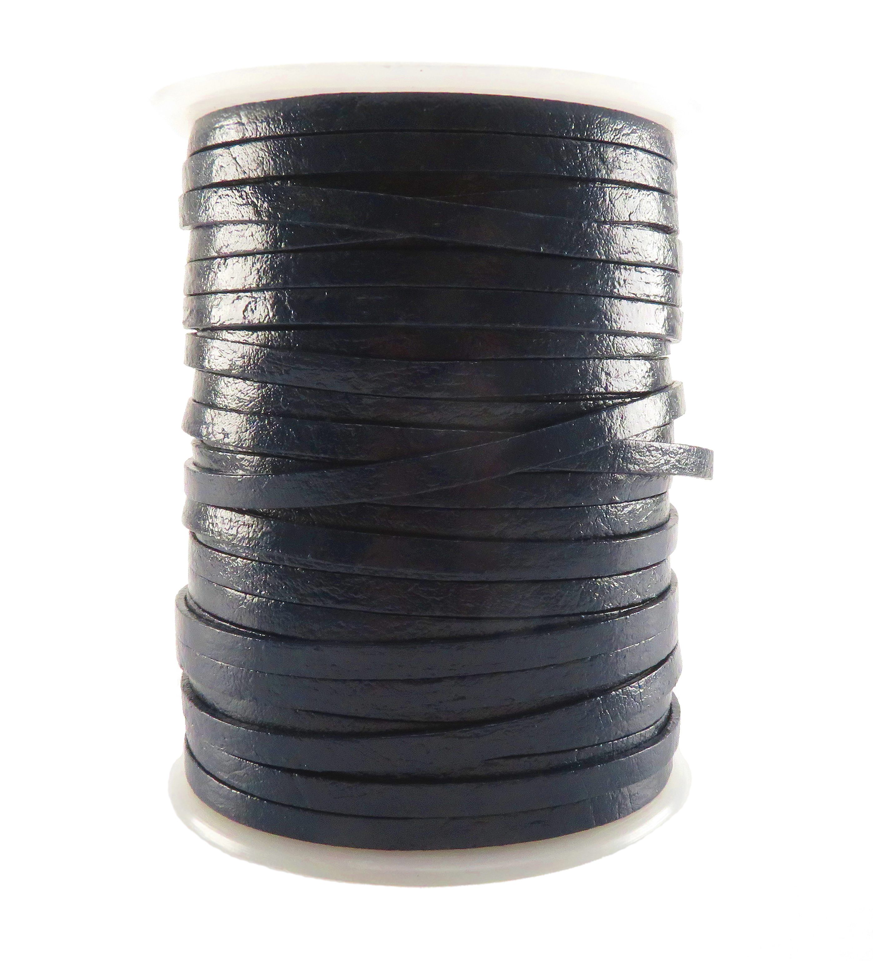 Lederband Flach 5 mm x 2 mm - Navy. Länge: 25 m auf Rolle