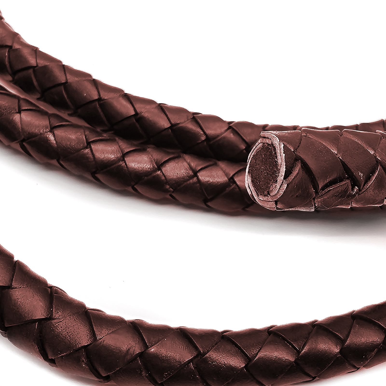 Lederschnur geflochten 20 mm - Weinrot. Länge: 1 Meter