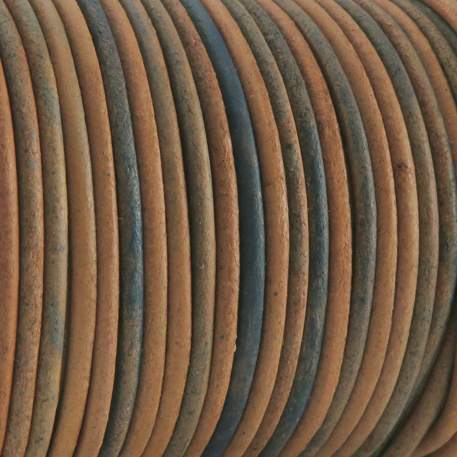 Lederschnur Rund 2 mm - Bicolor Hellblau/Beige. Länge: 25 m auf Rolle