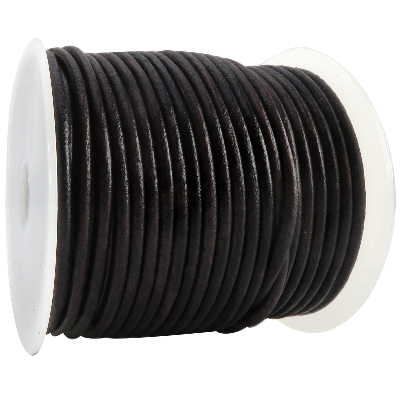 Lederschnur Rund 3 mm - Antik Schwarz. Länge: 5 m