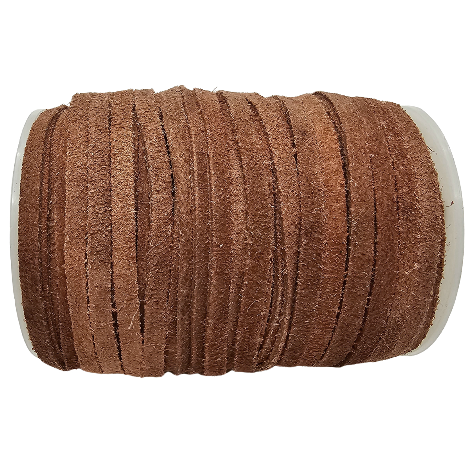 Lederband flach Wildleder 5 x 1,5  mm - Naturbraun 25 m auf Rolle