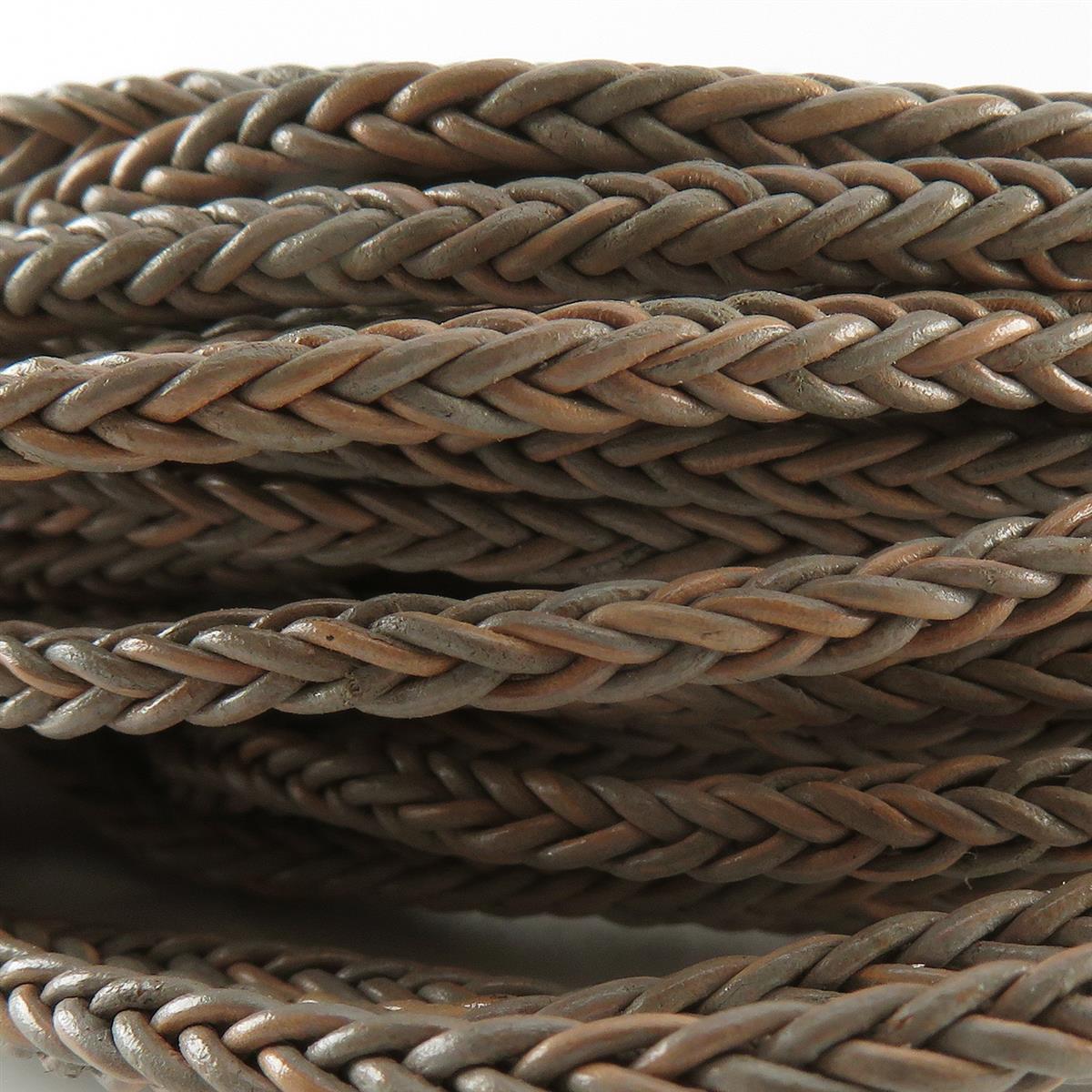 Lederschnur geflochten quadratisch 3 mm - Mesh Grau. Länge: 20 m