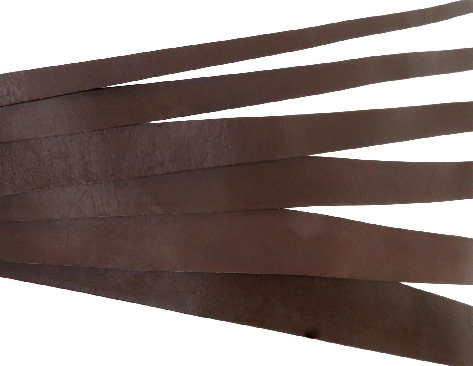 Flaches Lederband in braun als Meterware - Rückseite