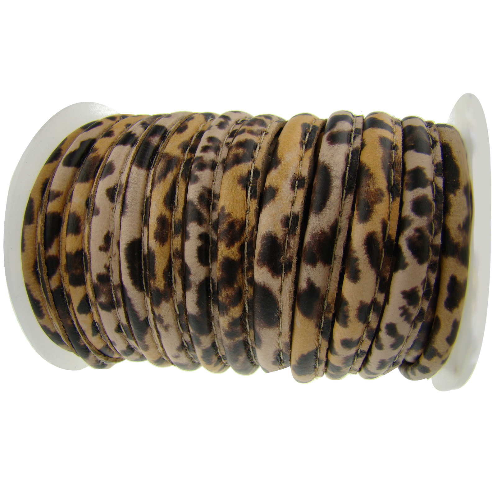 Lederschnur Oval gesäumt | Dicke:  5 mm - Tigerprint. Länge: 3 m