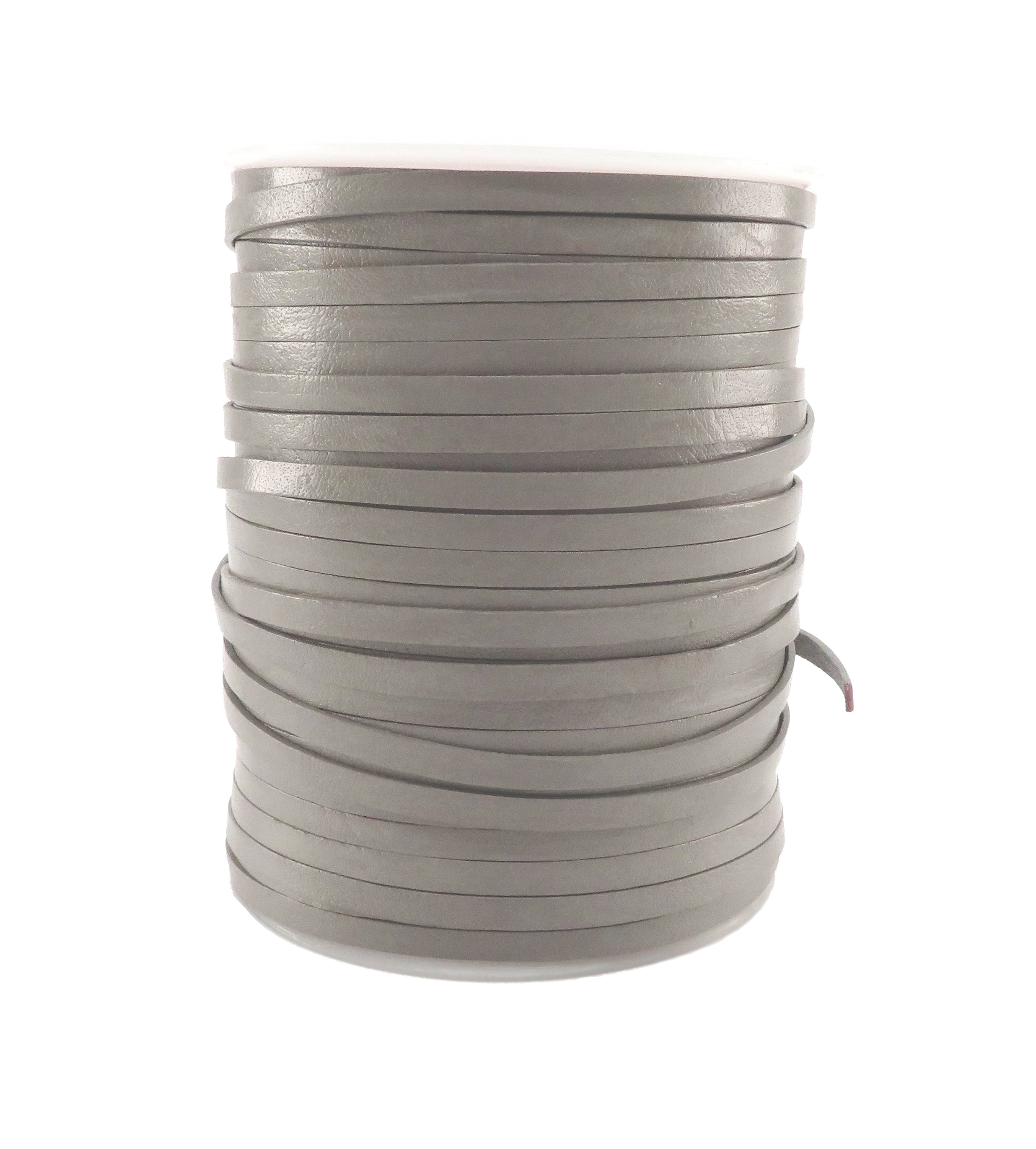 Lederband Flach 5 mm x 1,5 mm - Grau. Länge: 25 m auf Rolle