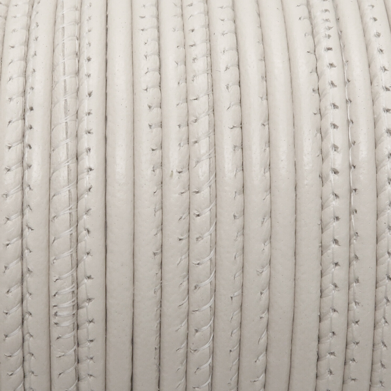 Lederschnur Rund gesäumt 2,5 mm - Weiß. Länge: 1 m