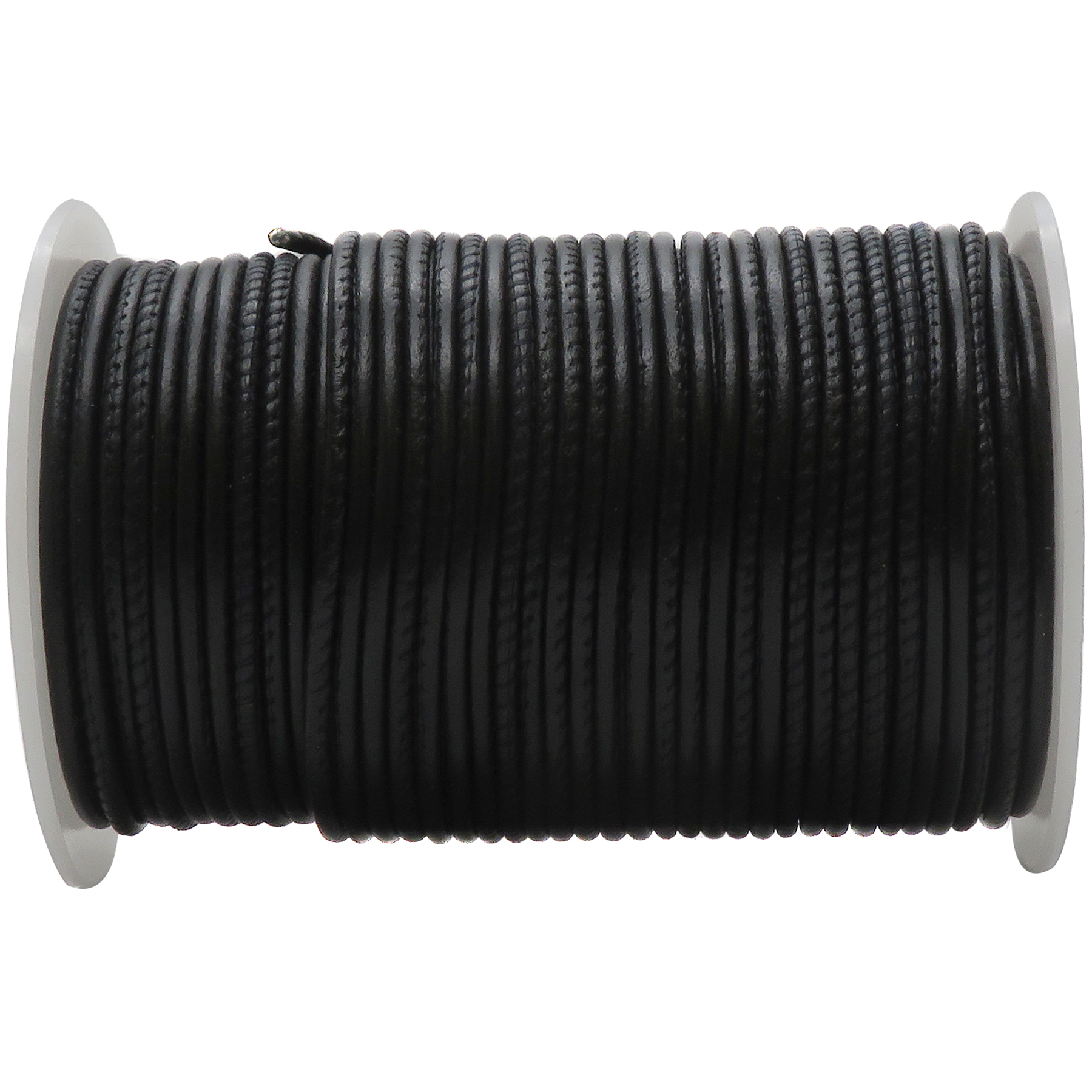 Lederschnur Rund gesäumt 2,5 mm - Schwarz. Länge: 3 m