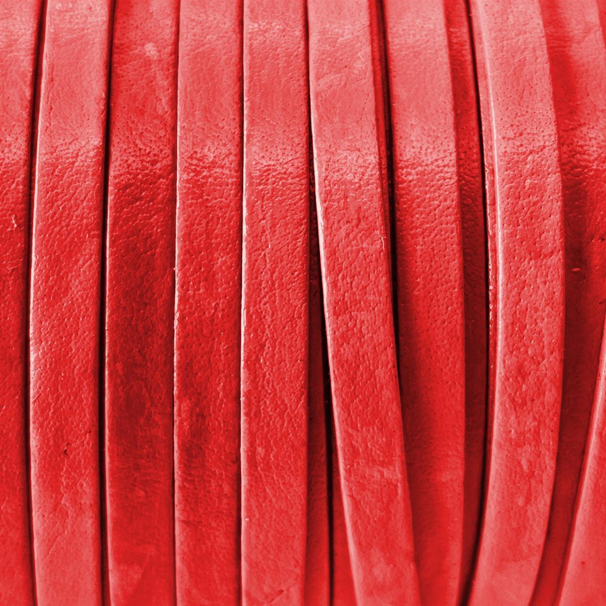 Lederband Flach 4 x 1 mm - Rot. Länge: 1 m
