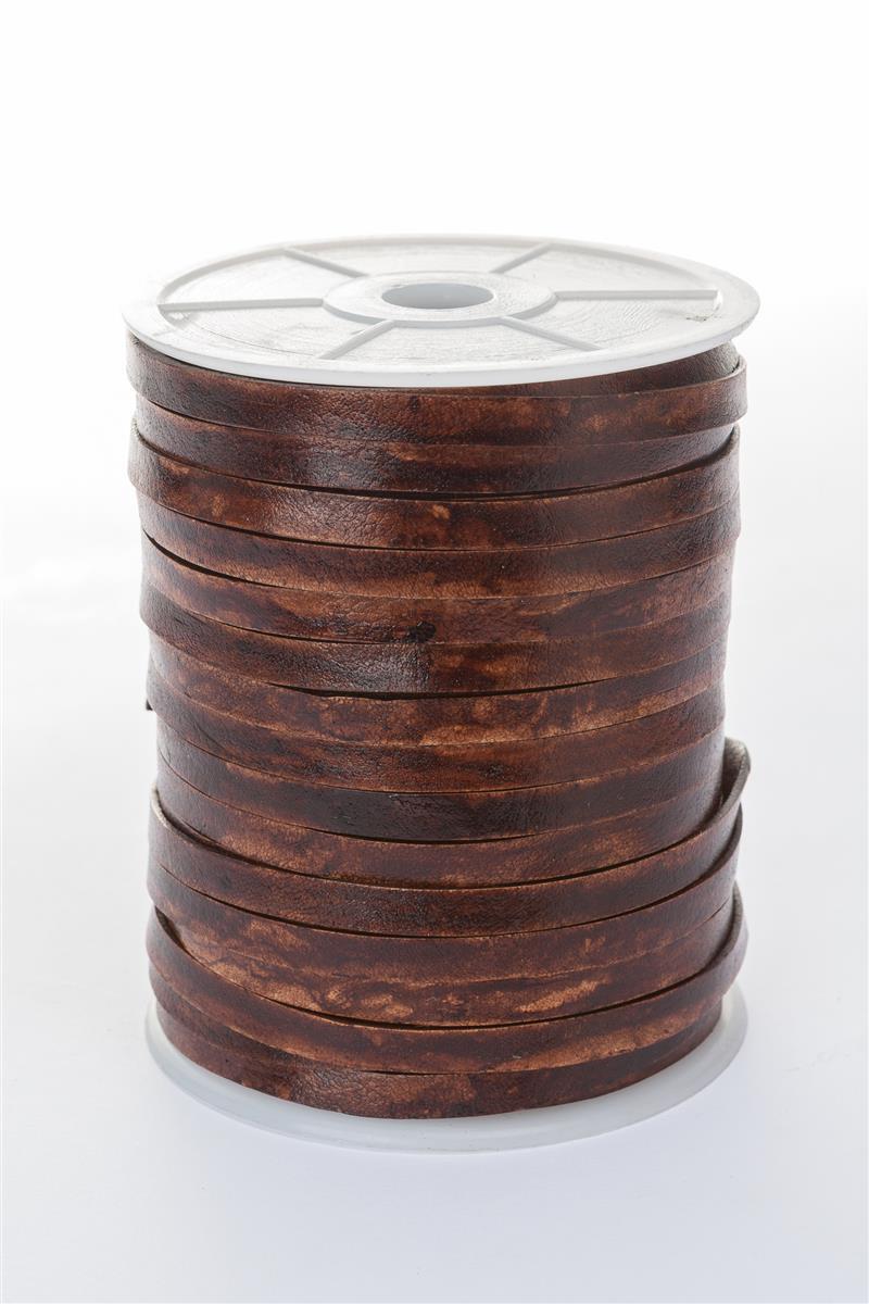 Lederband Flach 7 mm x 1,5 mm - Antik Hellbraun. Länge: 15 m