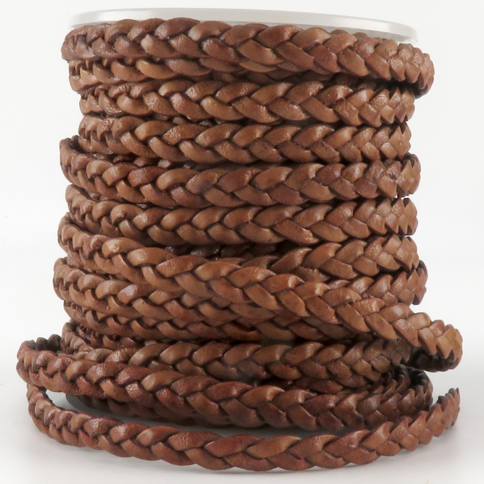 Lederschnur geflochten Flach 5 mm - Antik Hellbraun