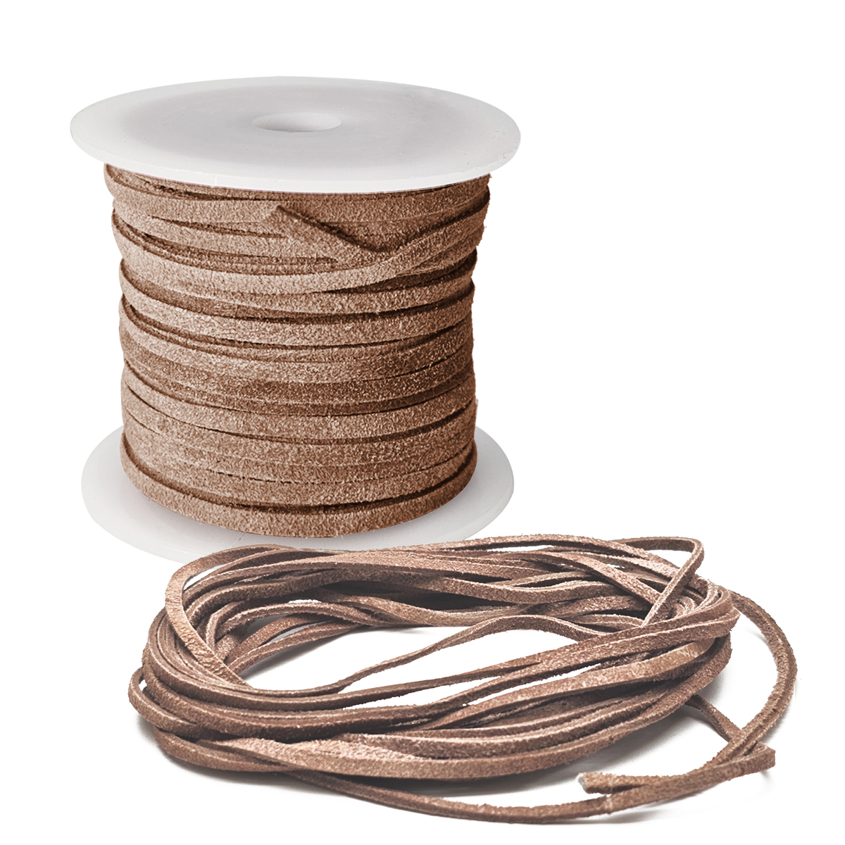 Weiches Wildlederband mit einer Breite von 3 mm in Naturbraun