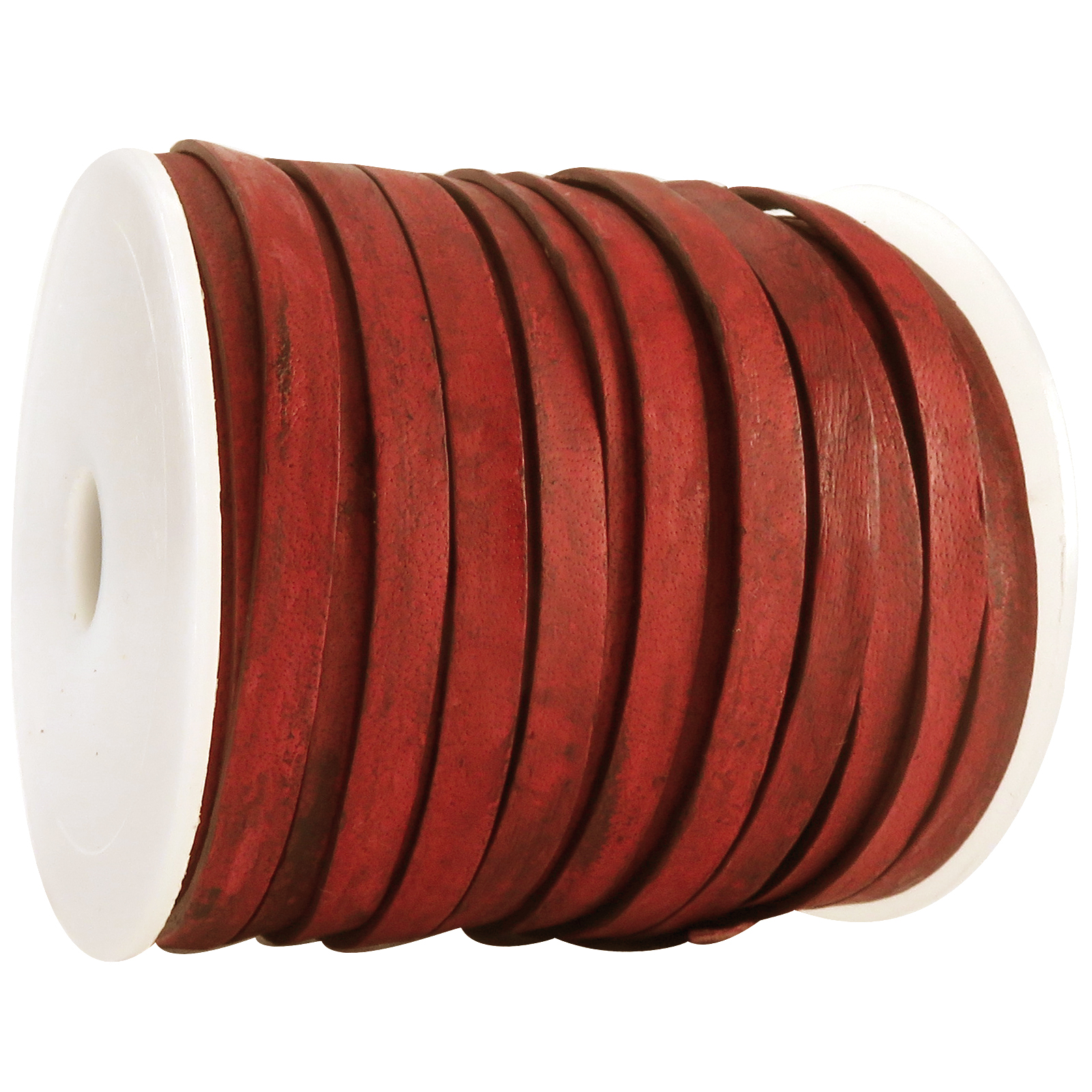 Lederband Flach 6 mm x 1,5 mm - Antik Rotbraun. Länge: 15 m