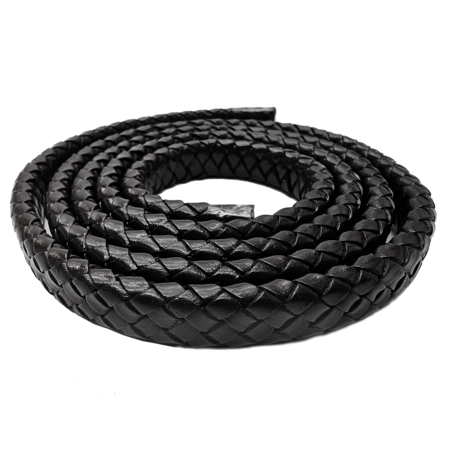 Lederband Geflochten oval | 1 Meter | 12 mm x 6 mm | Schwarz - 1 m