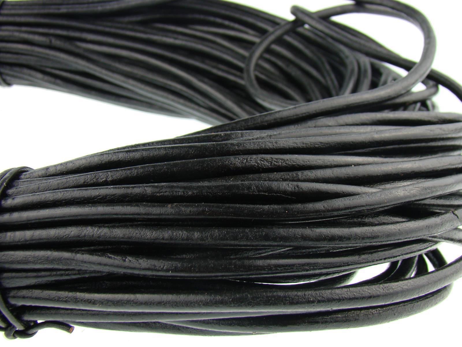 Lederschnur Rund 5 mm - Schwarz. Länge: 50 m