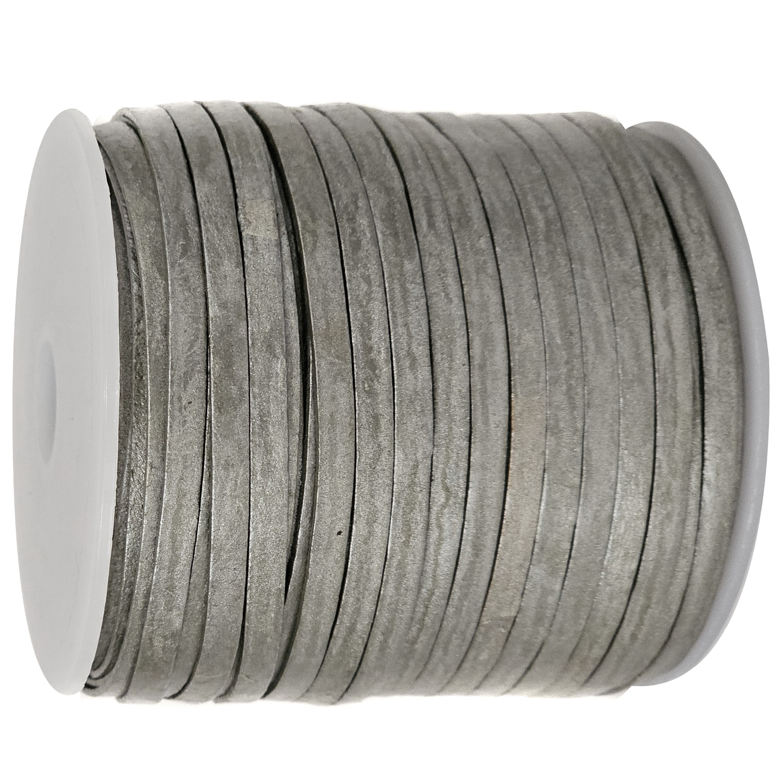Lederband Flach 4 x 1 mm - Silber. Länge: 25 m auf Rolle