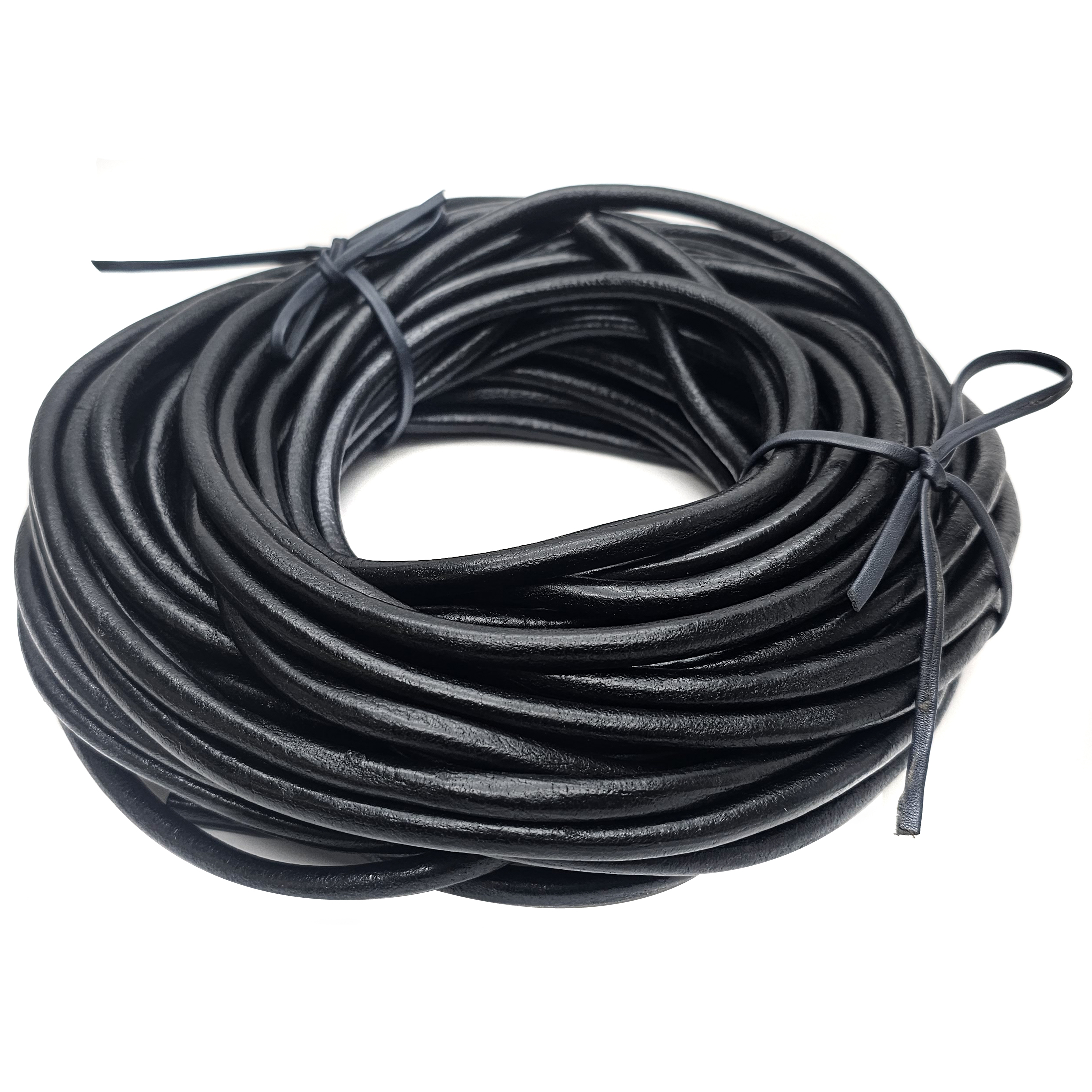 Lederschnur Rund 8 mm - Schwarz. Länge: 10 m