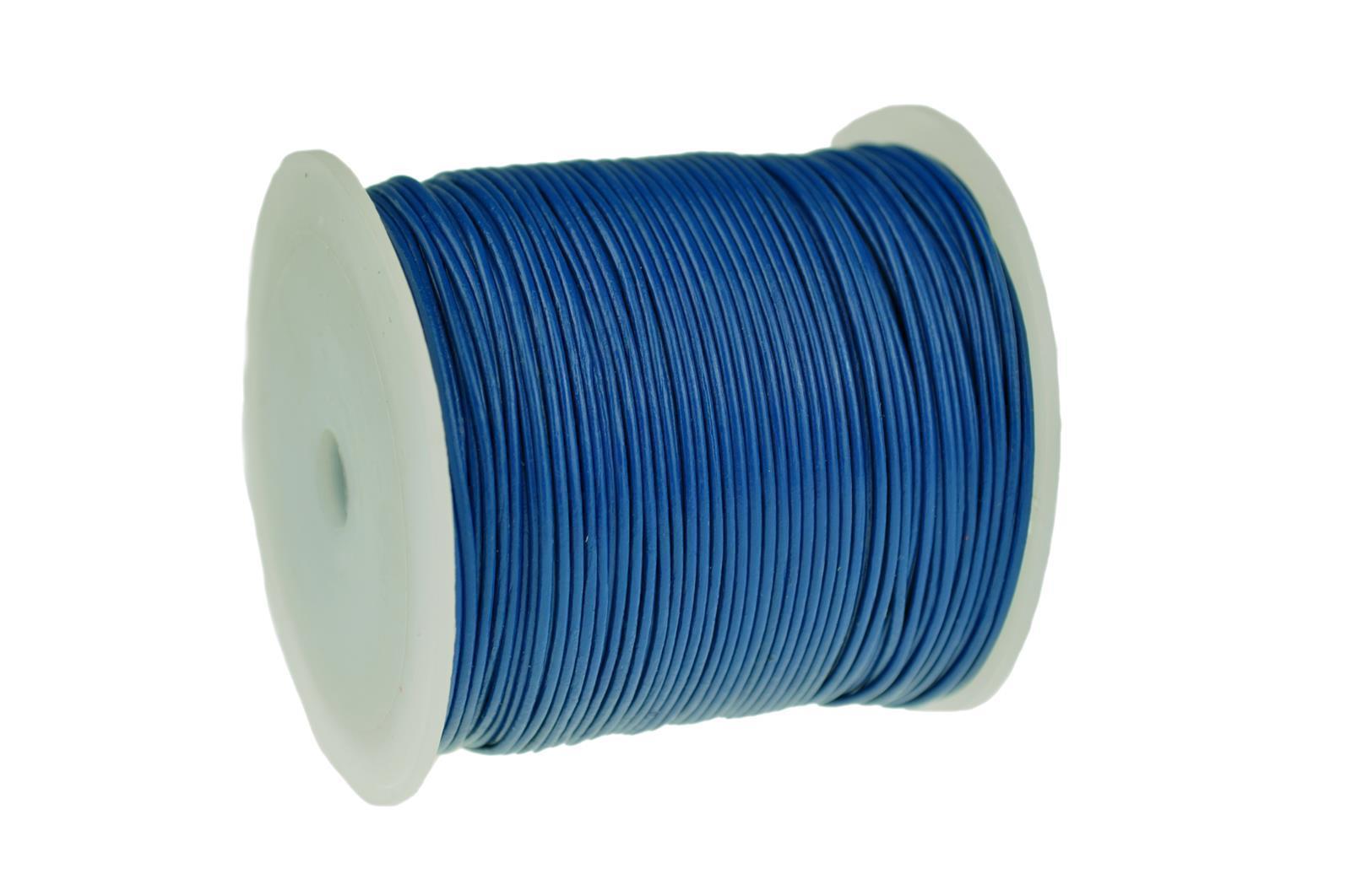 Lederschnur Rund 1 mm - Blau. Länge: 15 m