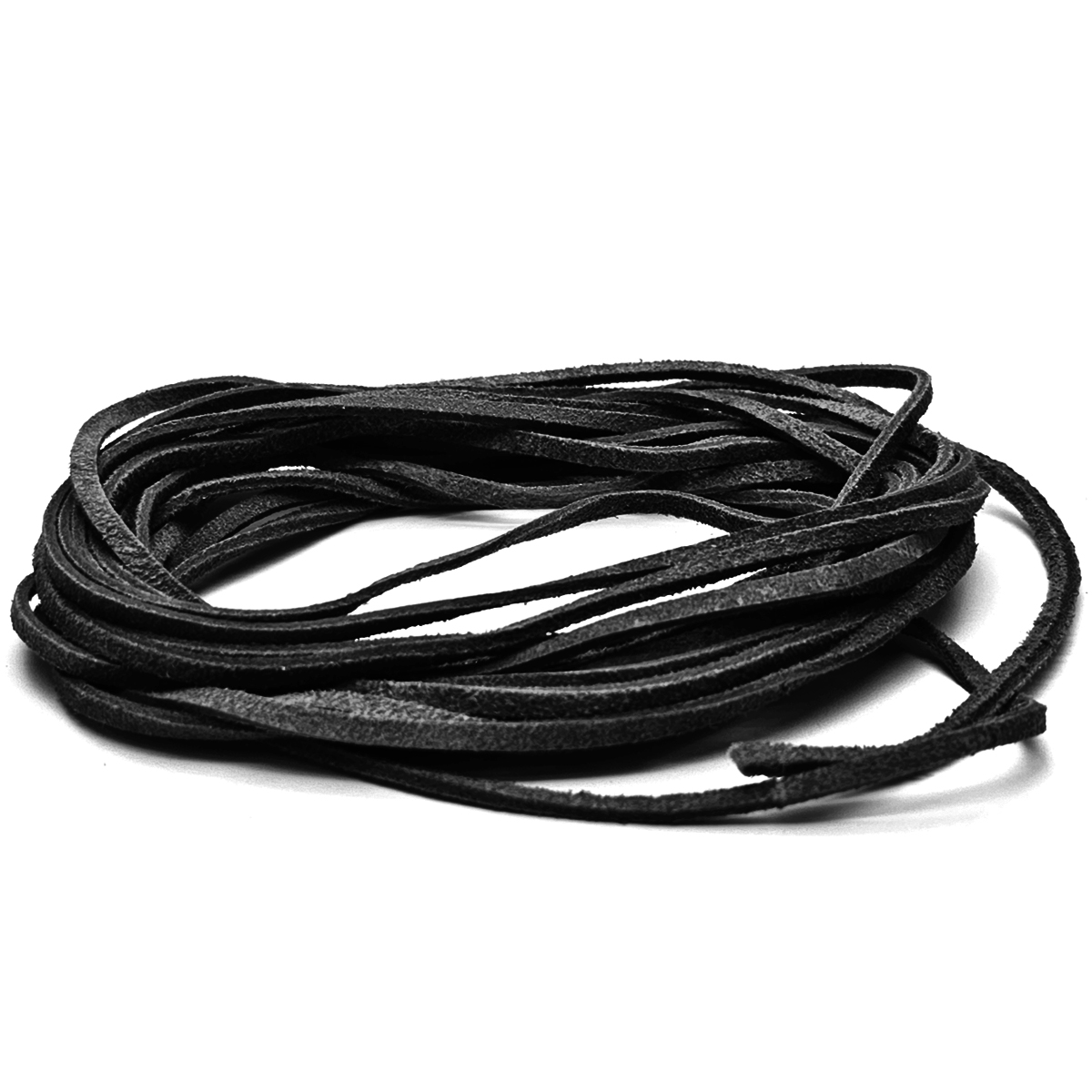 Lederband Flach Wild  3 mm x 1,5 mm - Schwarz. Länge: 25 m auf Rolle
