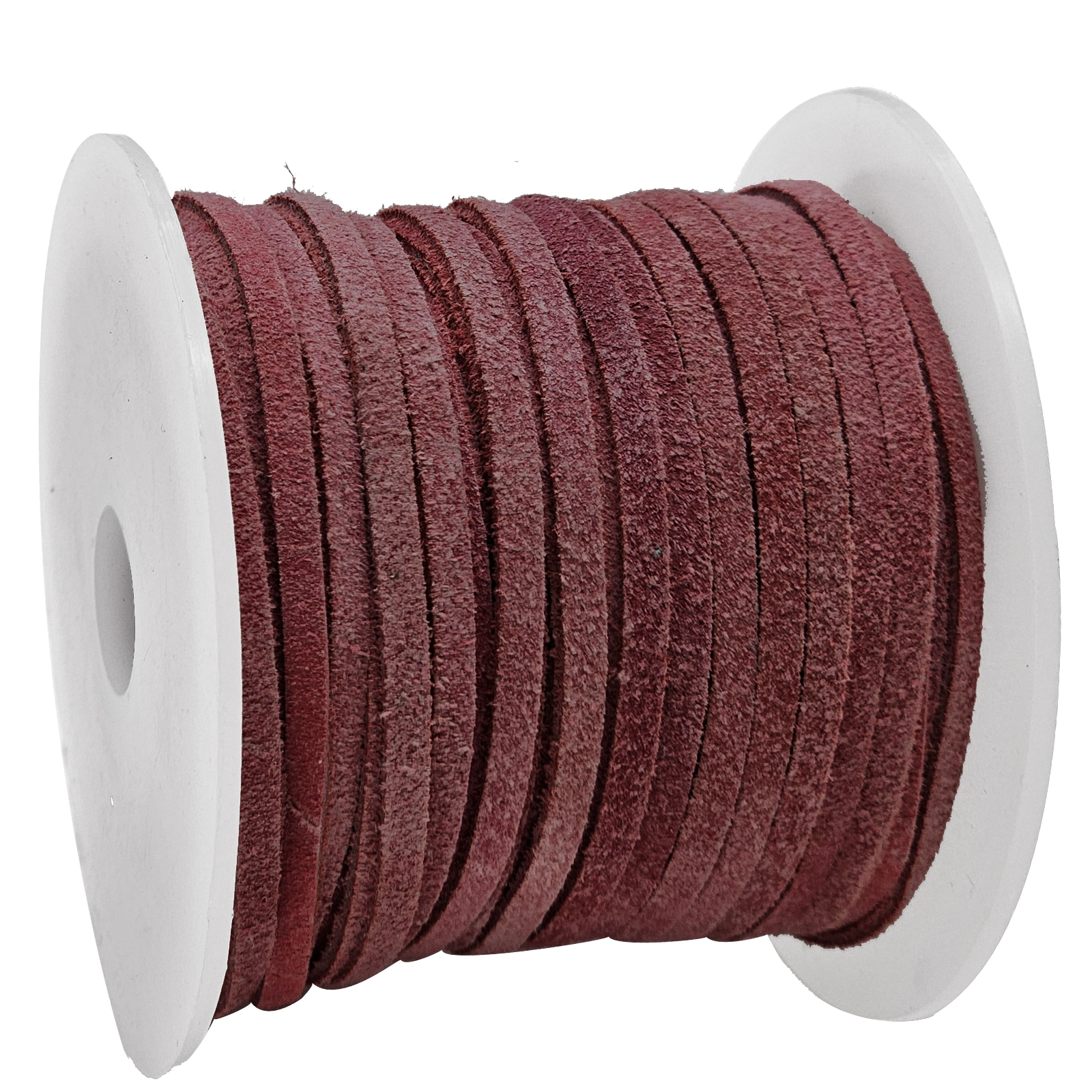 Lederband Flach Wild  3 mm x 1,5 mm - Weinrot. Länge: 10 m