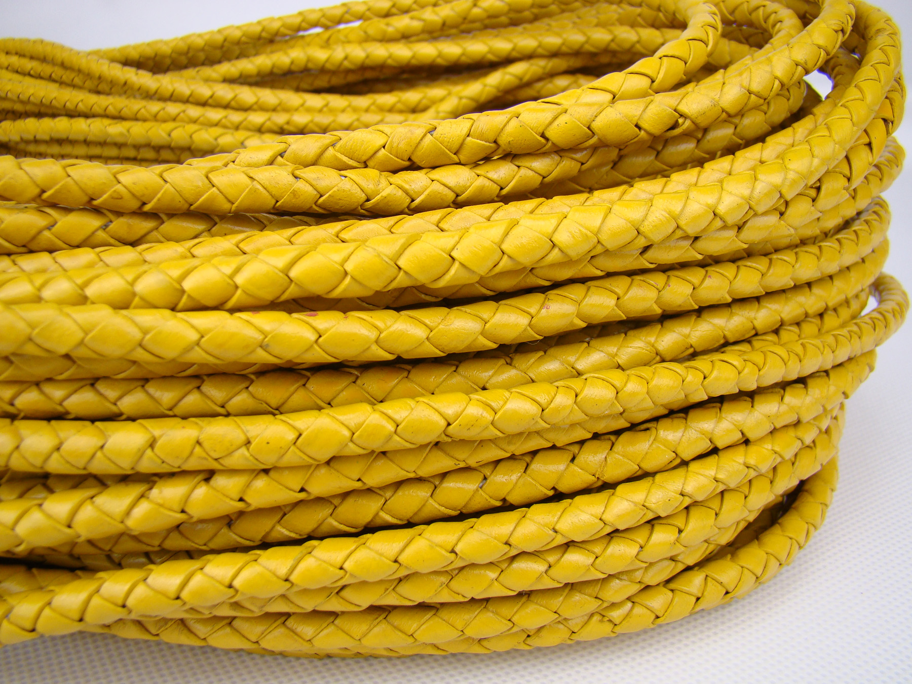 Lederschnur geflochten 5 mm - Gelb