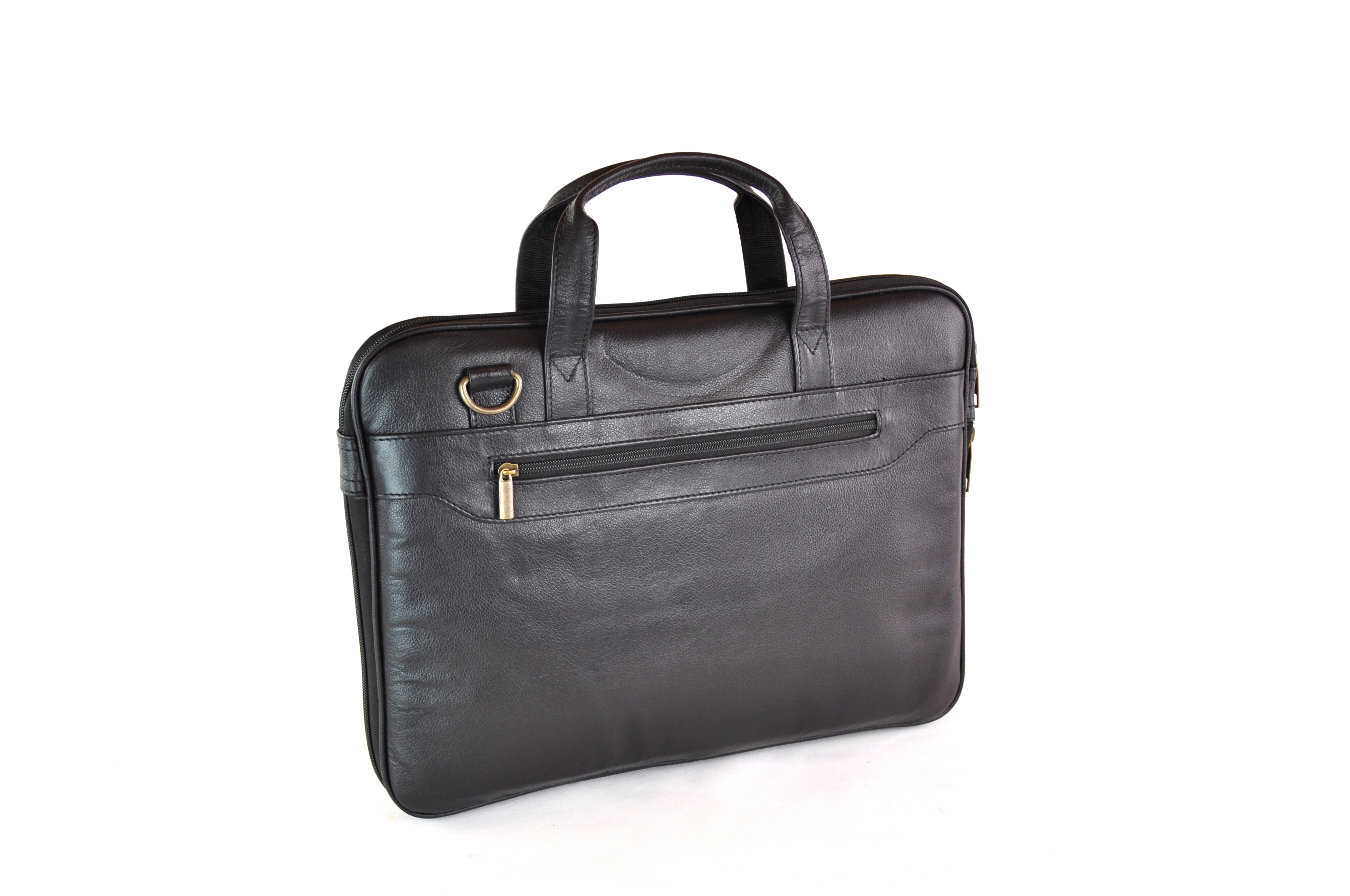 Klassische Ledertasche für Laptop und Unterlagen in Schwarz