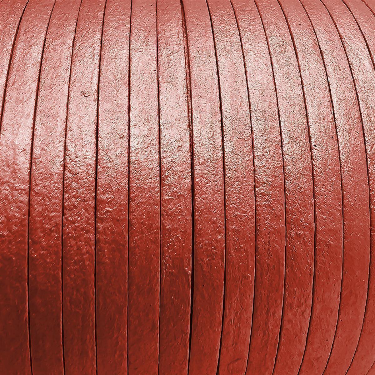 Lederband Flach 4 x 1 mm - Kastanienbraun metallic 2 m